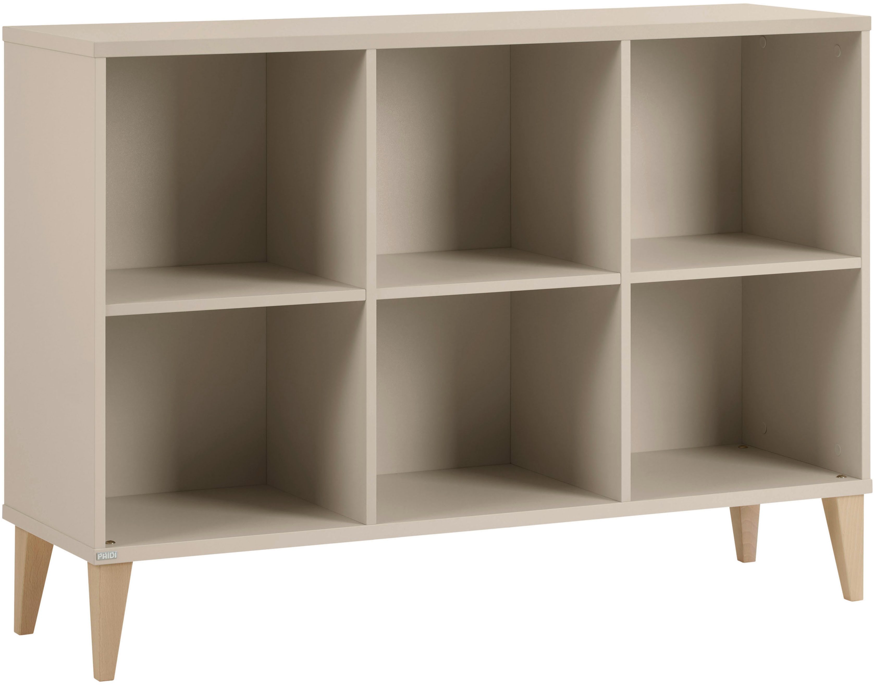 PAIDI Sideboard JONTE in Beige, 6 offene Fächer (B/H/T ca. 124/87/38cm, Cashmere-Beige), stabiles Regal mit Massivholz-Füßen, offenes Standregal