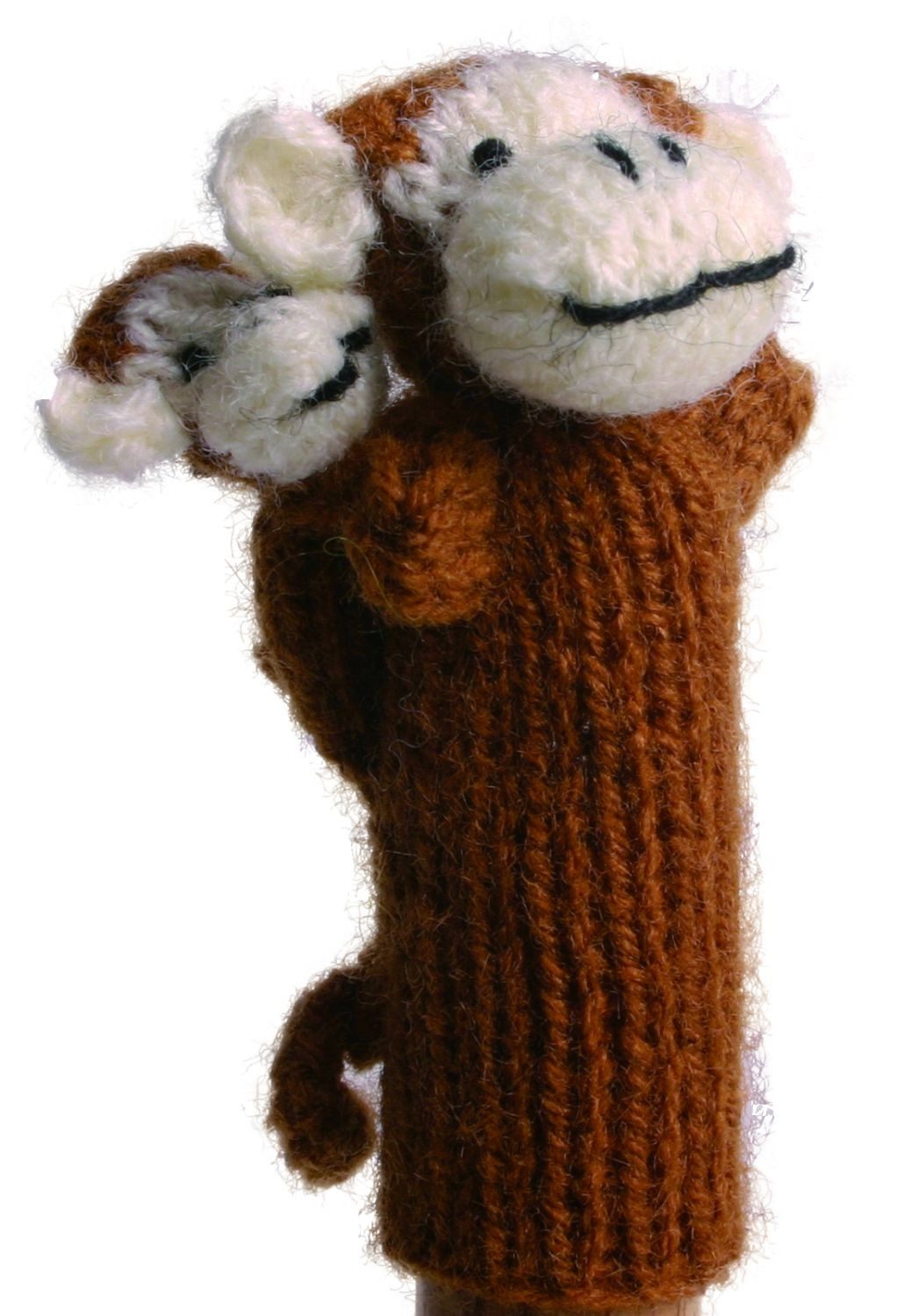 El Puente Fingerpuppe Gestrickte Fingerpuppe "Affe mit Kind", Handmade, Fair Trade