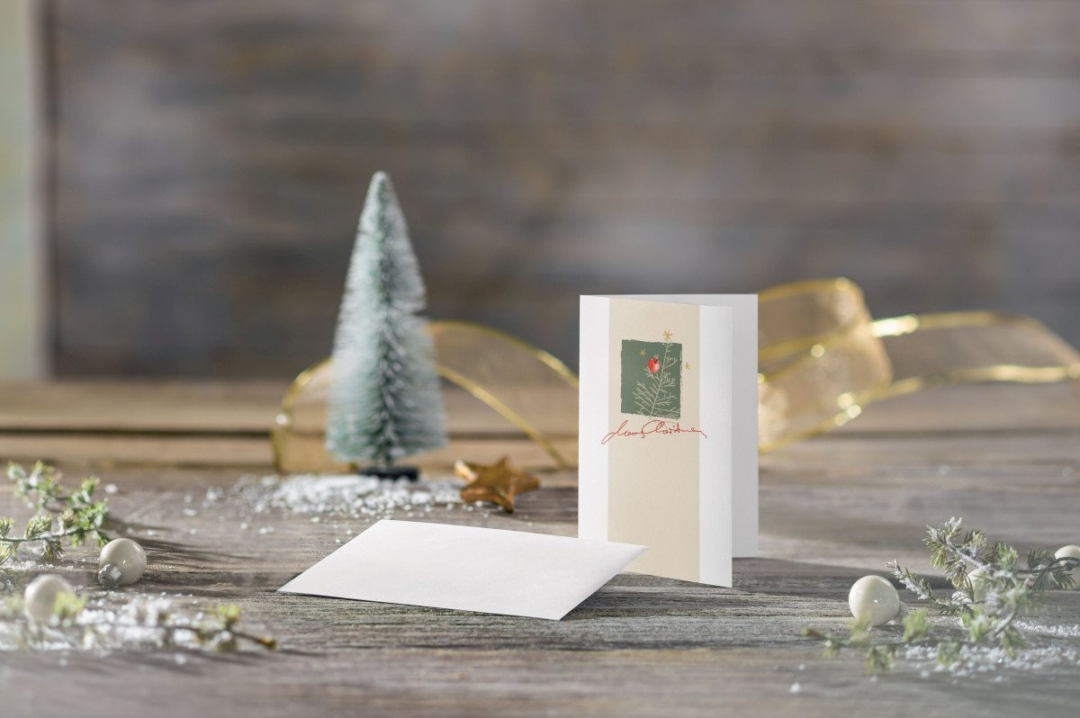 Thumbnail - Sigel Designpapier Weihnachtskarte A6 (A5) 250g 10+10 Stück Christmas with apples