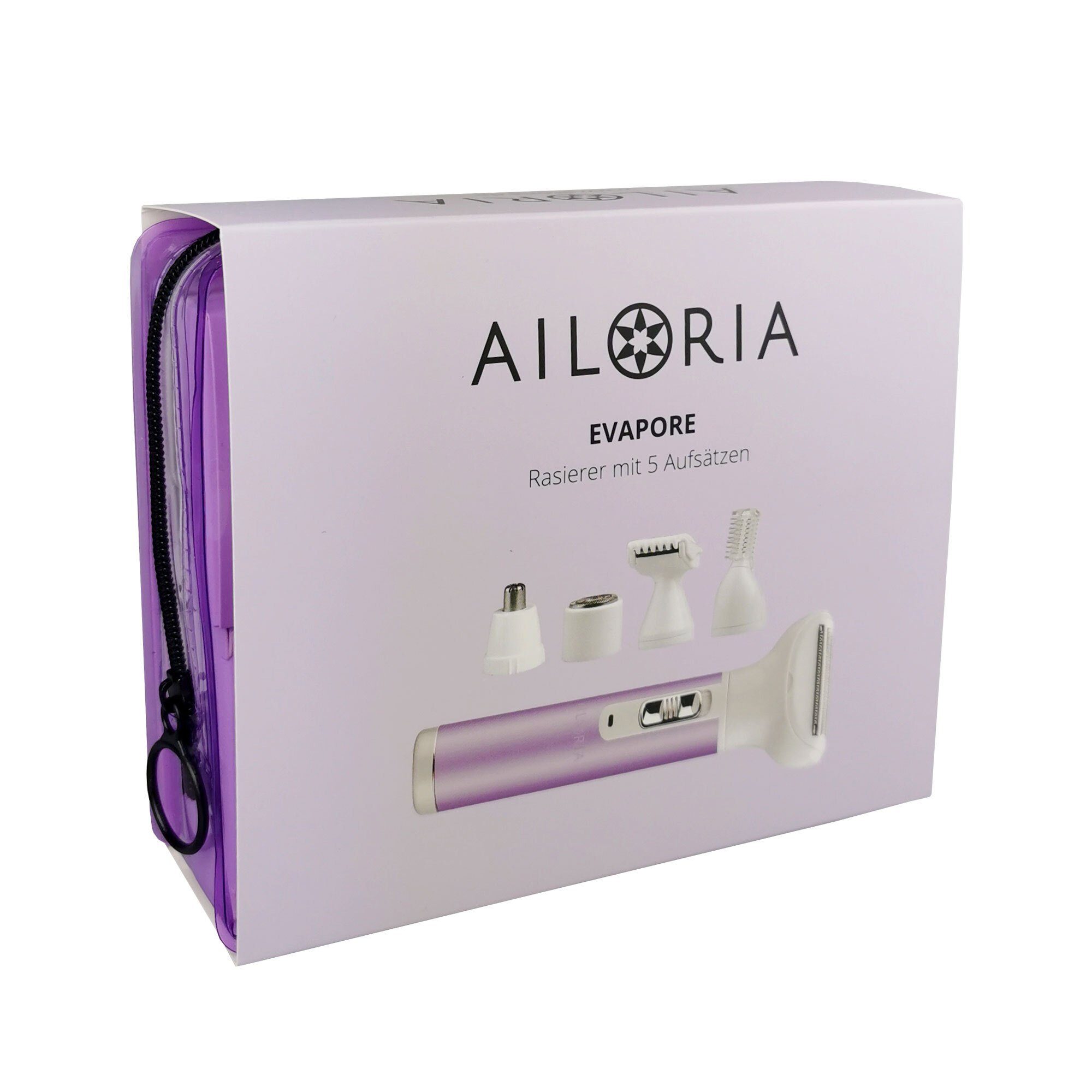 AILORIA Haarentferner-Set EVAPORE SET Rasierer mit verschiedenen Aufsätzen, Aufsätze: 5, Rasierer mit verschiedenen Aufsätzen USB