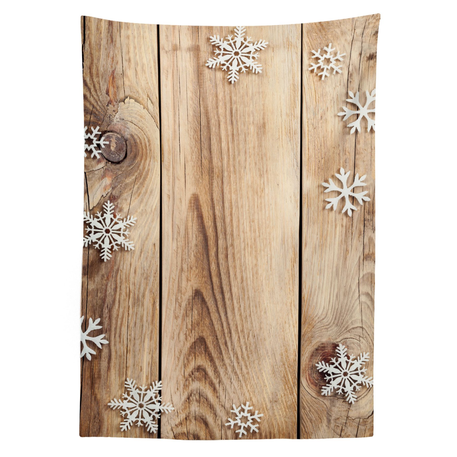 Abakuhaus Tischdecke Farbfest Waschbar Für den Außen Bereich geeignet Klare Farben, Weihnachten Holz Plank Schneeflocken