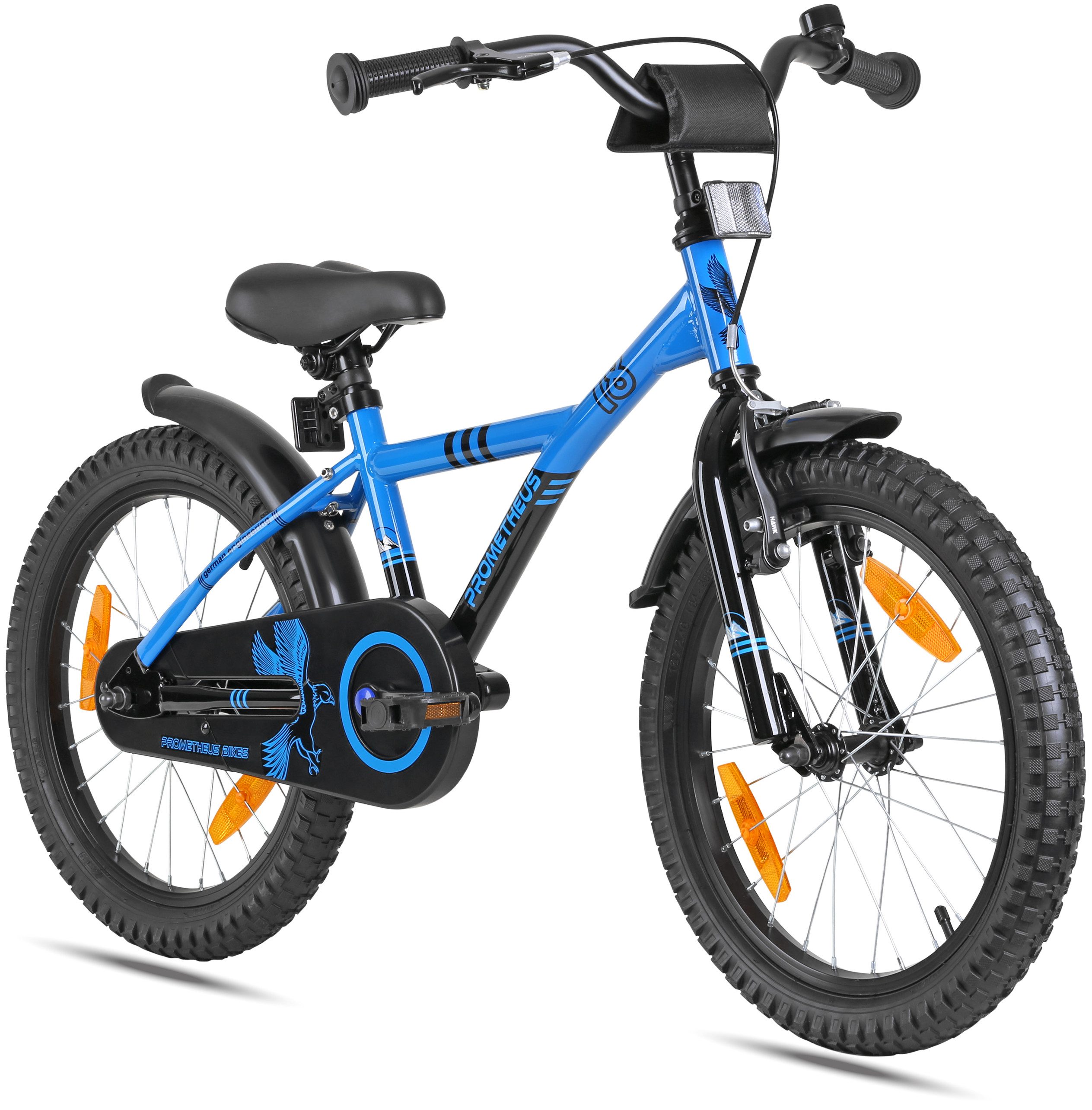 PROMETHEUS BICYCLES Kinderfahrrad HAWK 18 Zoll ab 5 - 6 Jahre, 1 Gang, Junge Mädchen Fahrrad Kinder mit Rücktrittbremse Fahrradständer
