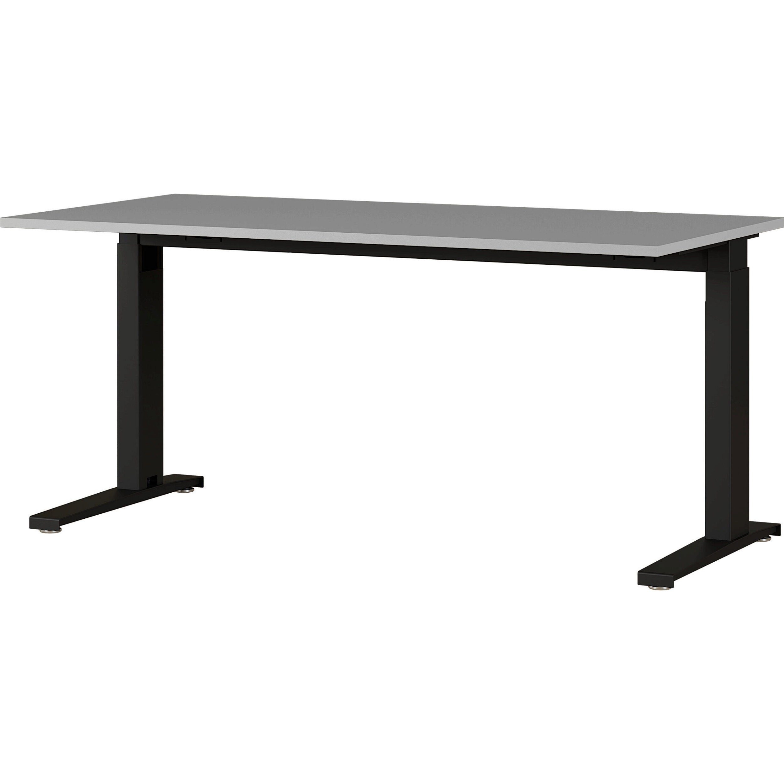 bümö Schreibtisch Andratx, höhenverstellbar, 160x80 cm, Lichtgrau-Schwarz Lichtgrau/Schwarz