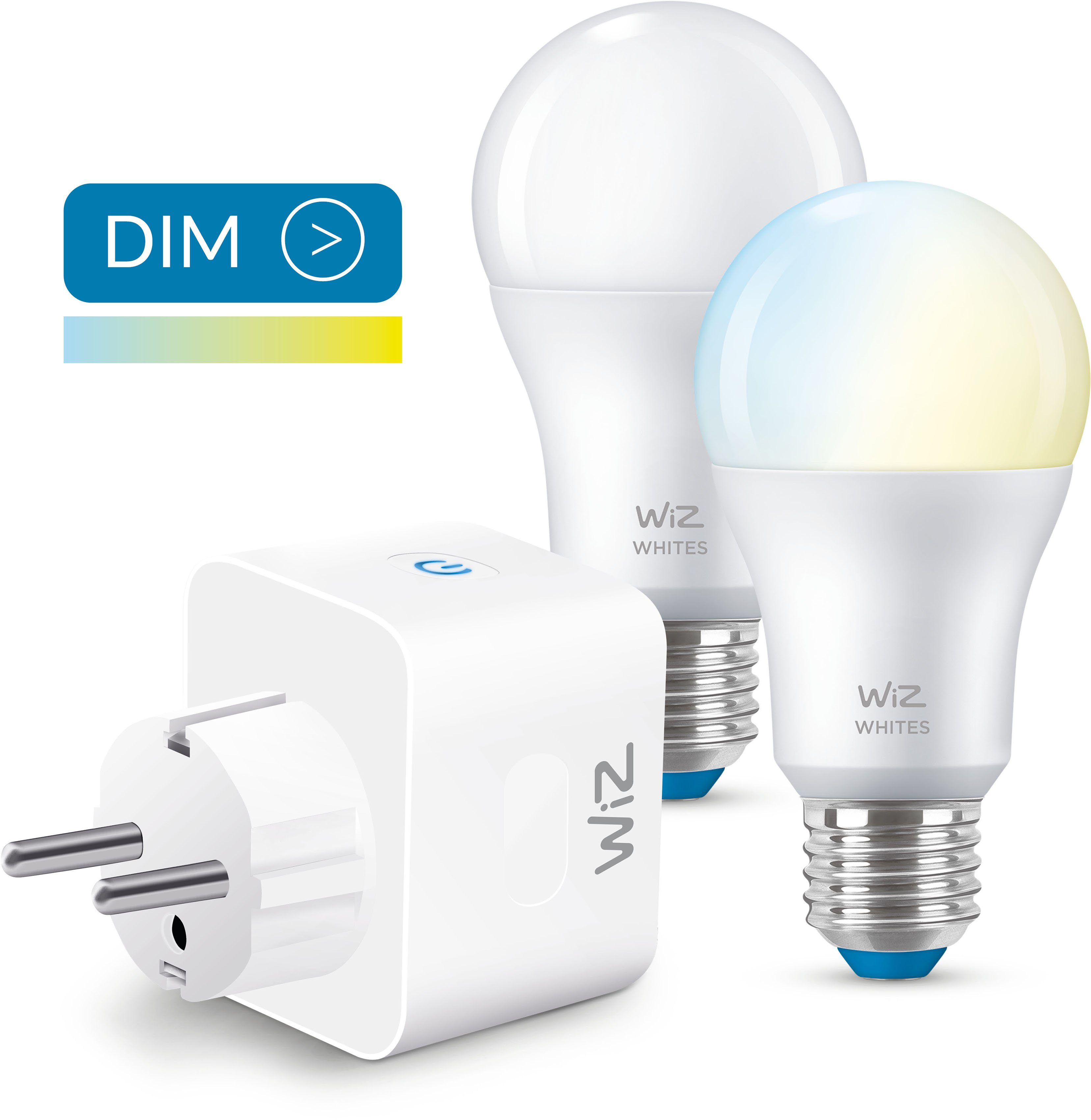 + Warmweiß, Bundle, mit E27, Smart Plug-and-Play; WiZ SmartThings; Set 2er LED-Leuchtmittel White kompatibel Sprachsteuerung Tunable Plug,