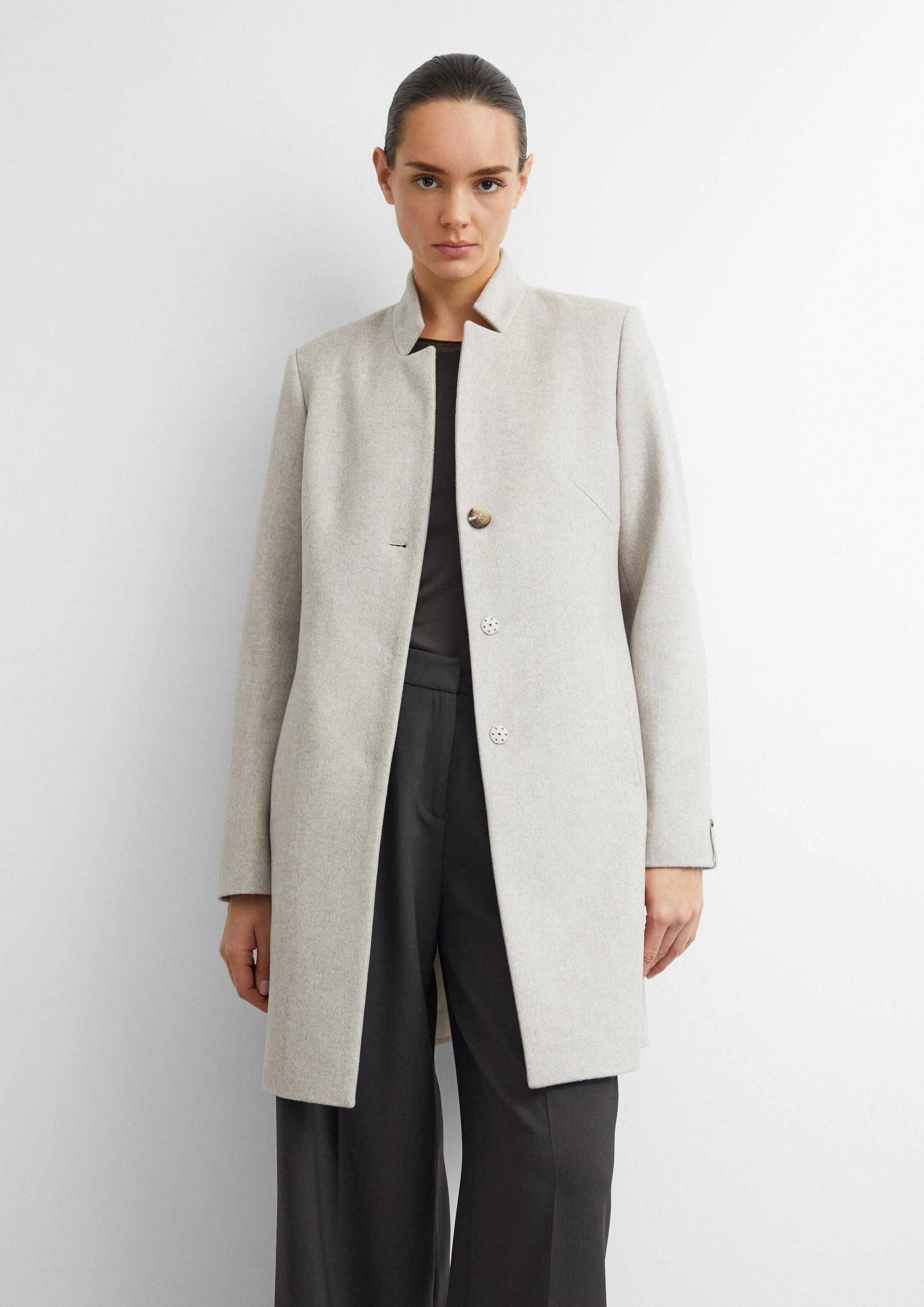 comma Wintermantel Outdoor-Mantel Taillierter Blazer-Mantel mit dezentem Herringbone-Muster