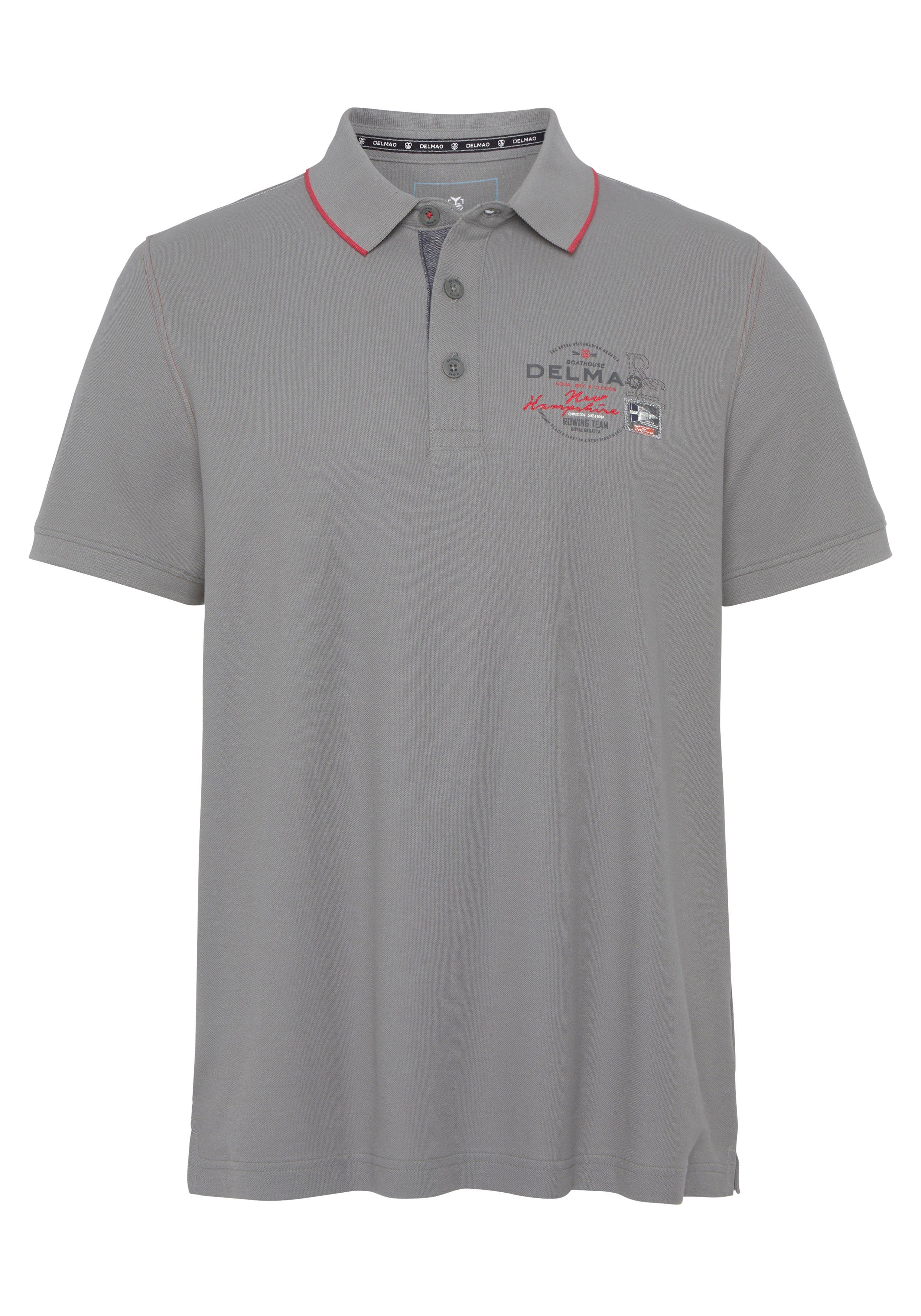 DELMAO Poloshirt - Brustprint MARKE! NEUE grau Stickerei mit und