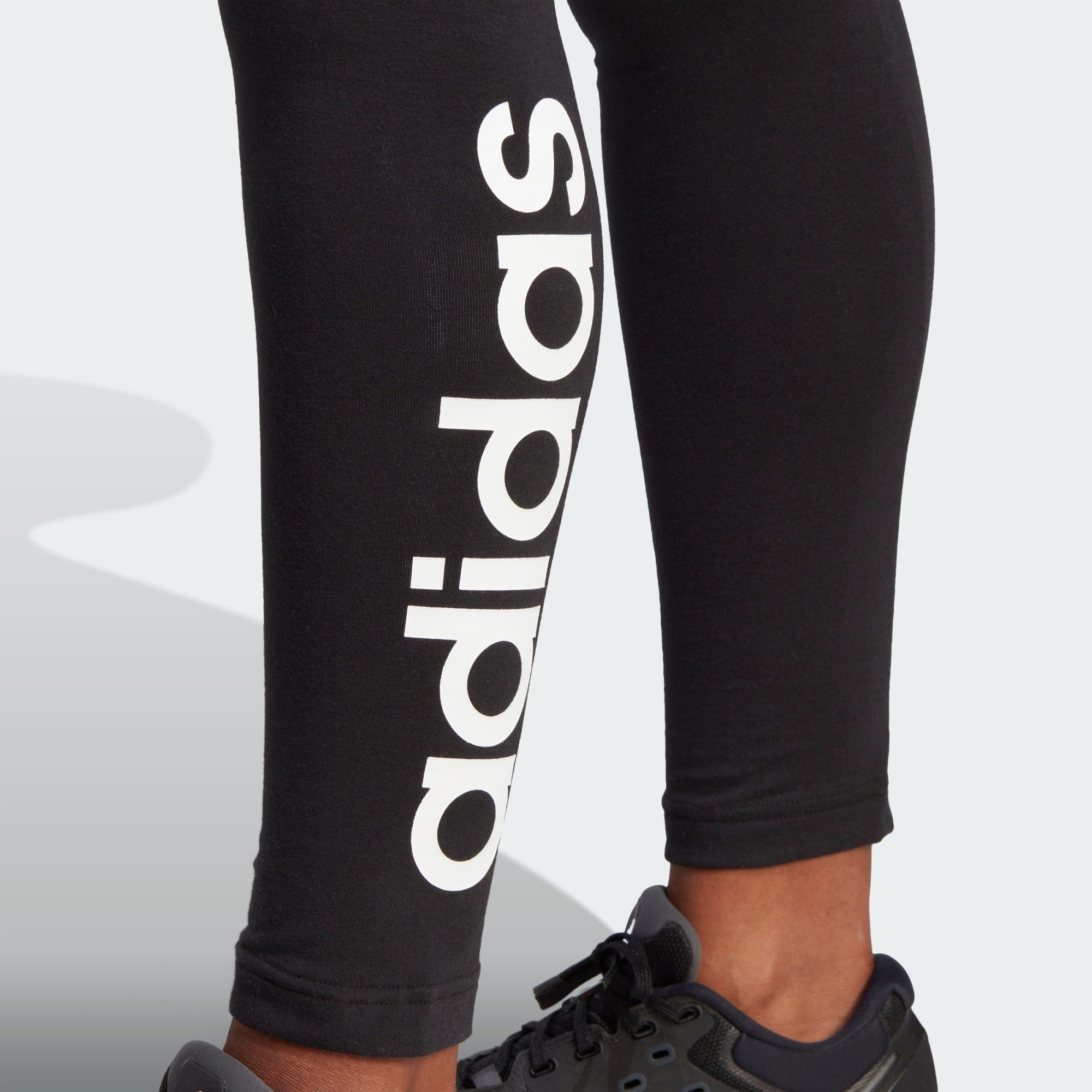 adidas HIGH-WAISTED / LOGO Black White Sportswear LEGGINGS ESSENTIALS Leggings