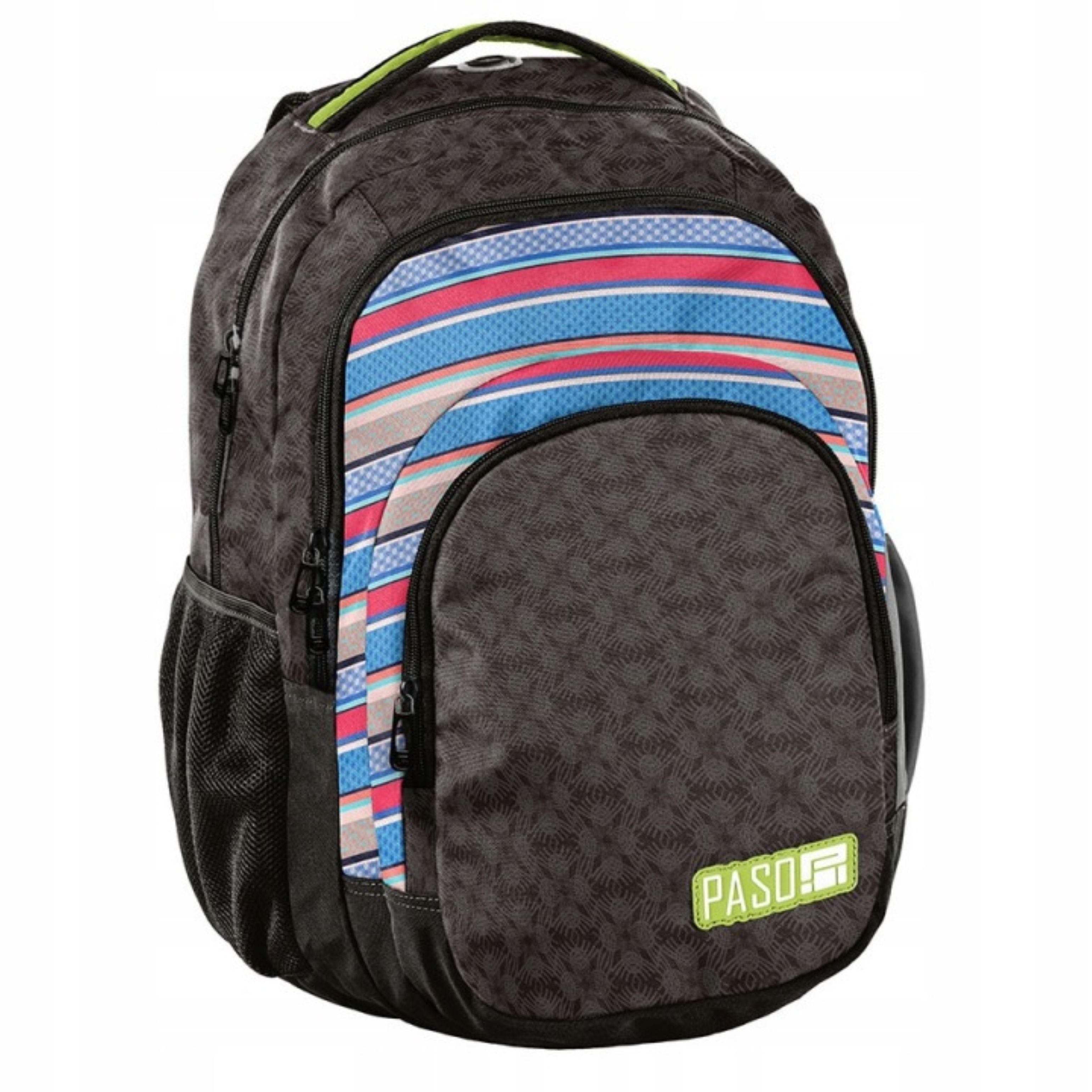 PASO Schulrucksack PASO Schulrucksack Jugend A4 Laptopfach Bunt Mädchen Jungen (1-tlg)