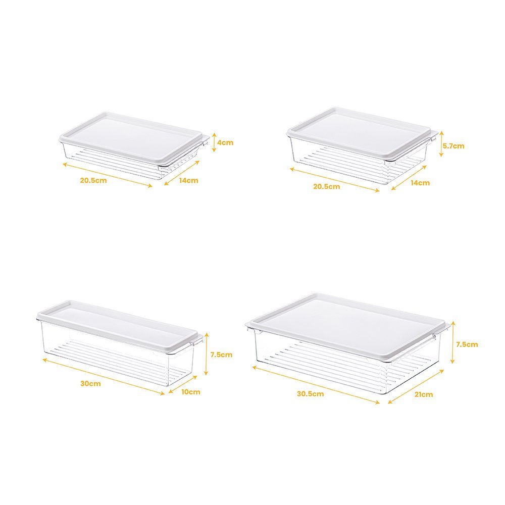 Creliv Frischhaltedose 4er Set luftdicht – Stapelbare Kühlschrankboxen mit Deckel, PET, (4-tlg), Stapelbar, BPA Frei