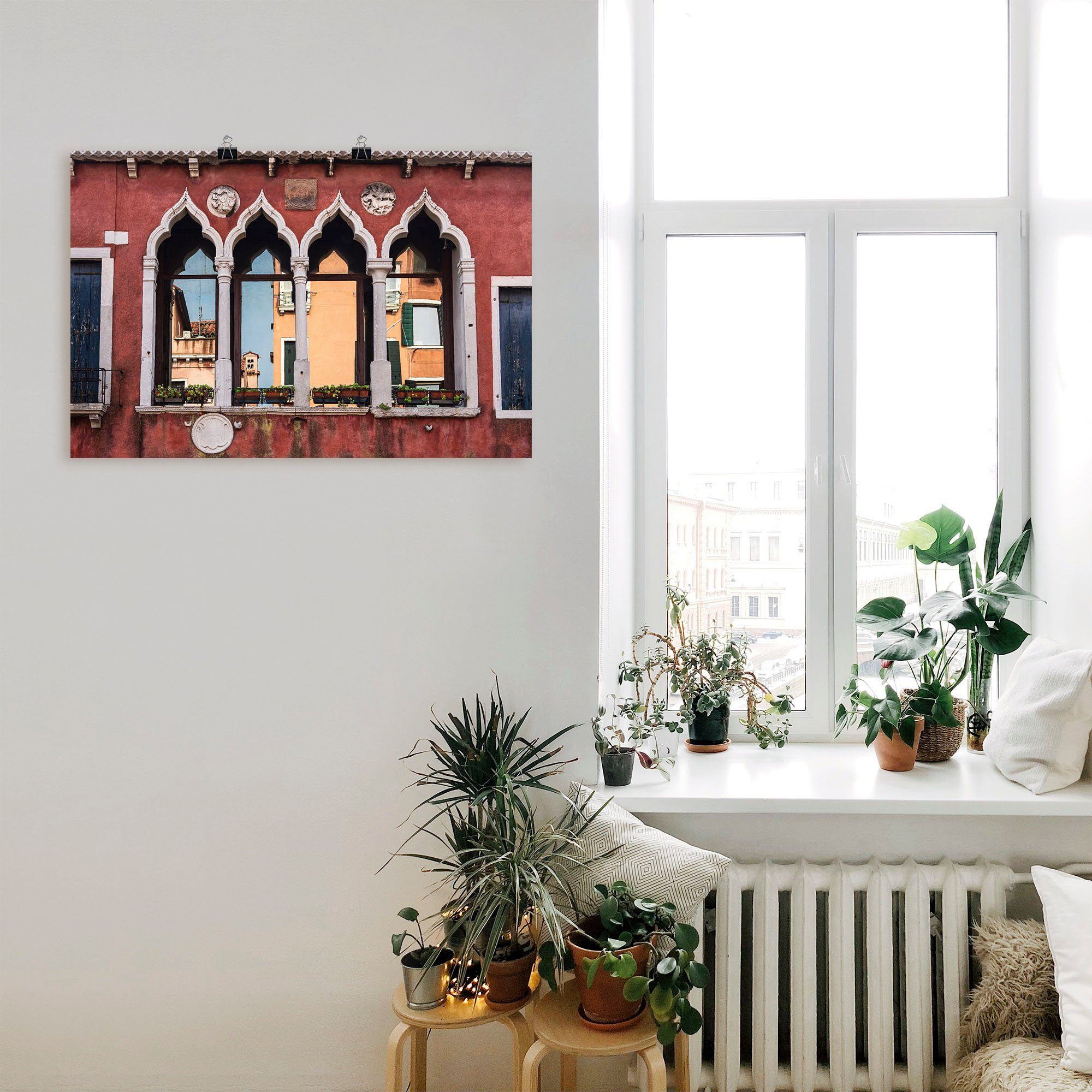 Artland Leinwandbild, von versch. Türen (1 Alubild, in Größen Wandaufkleber Gebäude Altstadt Poster Historische oder Venedig, als St), & Wandbild Fenster