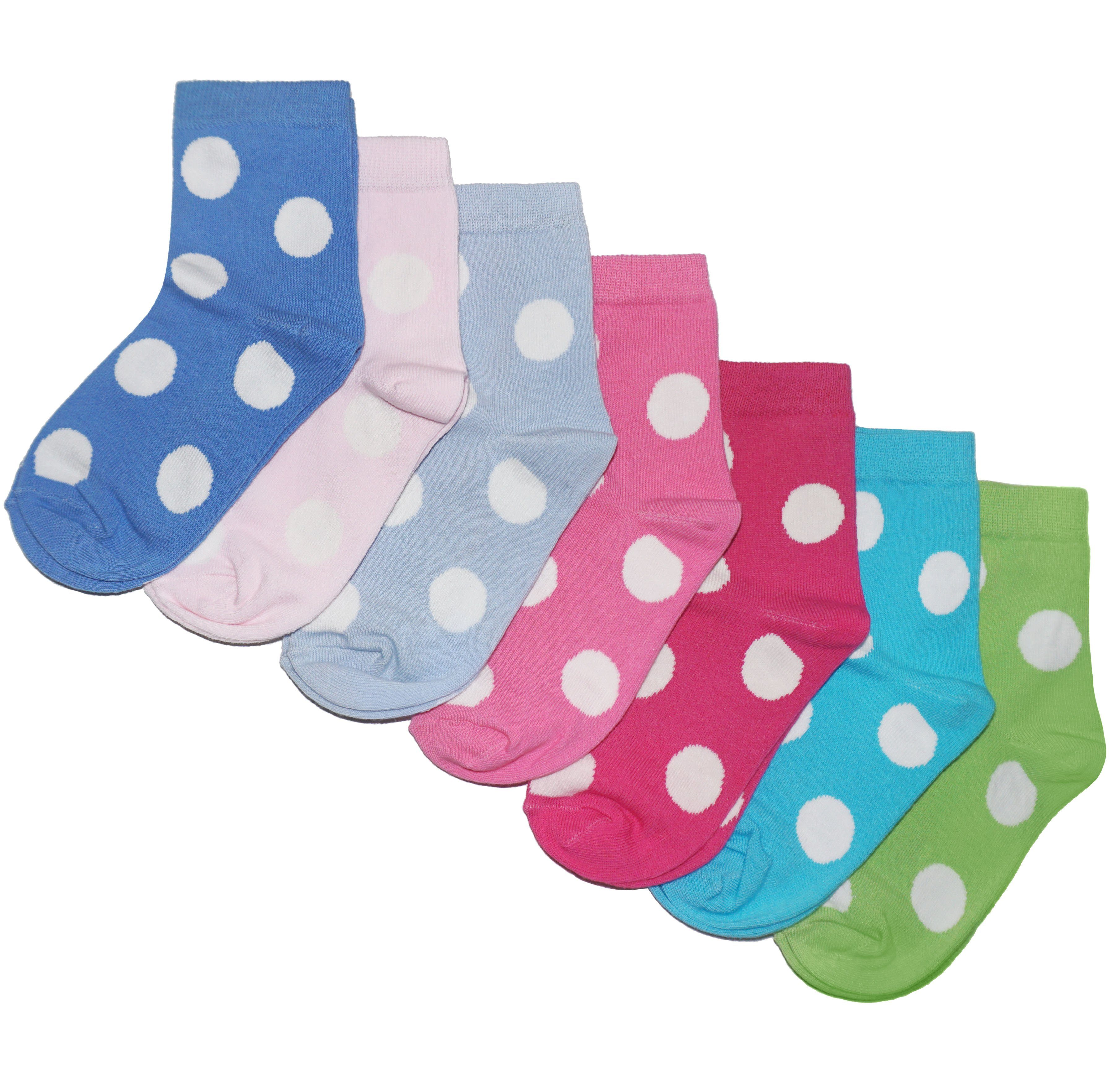 WERI SPEZIALS Strumpfhersteller GmbH Basicsocken Kinder Socken 7-er Pack für Mädchen >>Große Punkte<< aus Baumwolle (Set) 7er-Pack