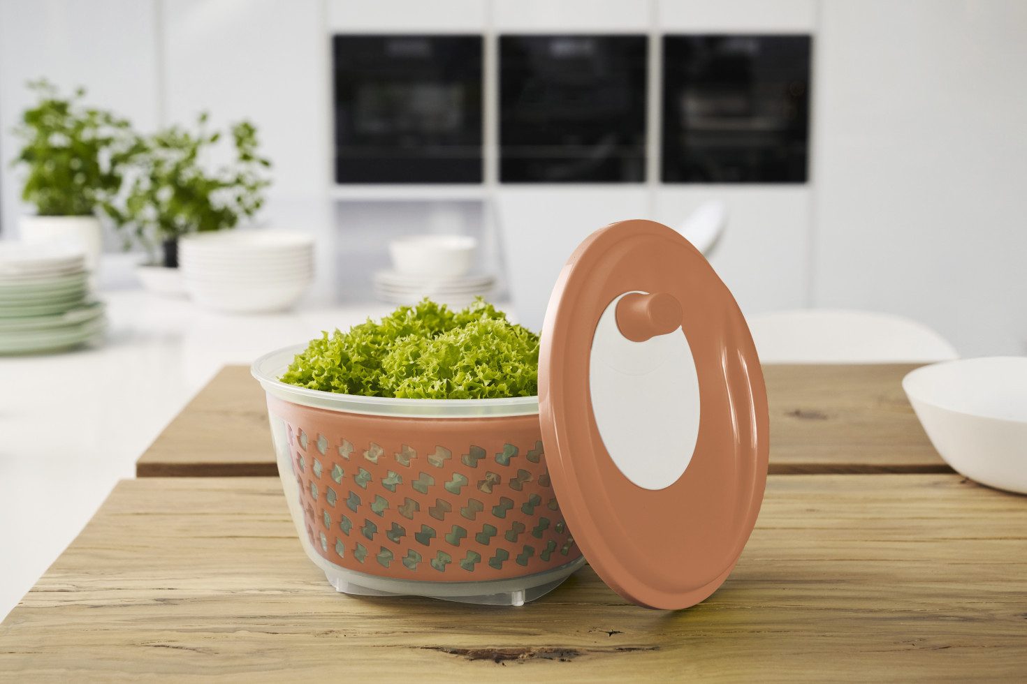 ROTHO Küchenorganizer-Set Rotho Salatschleuder Fresh 4,5 L coral clay