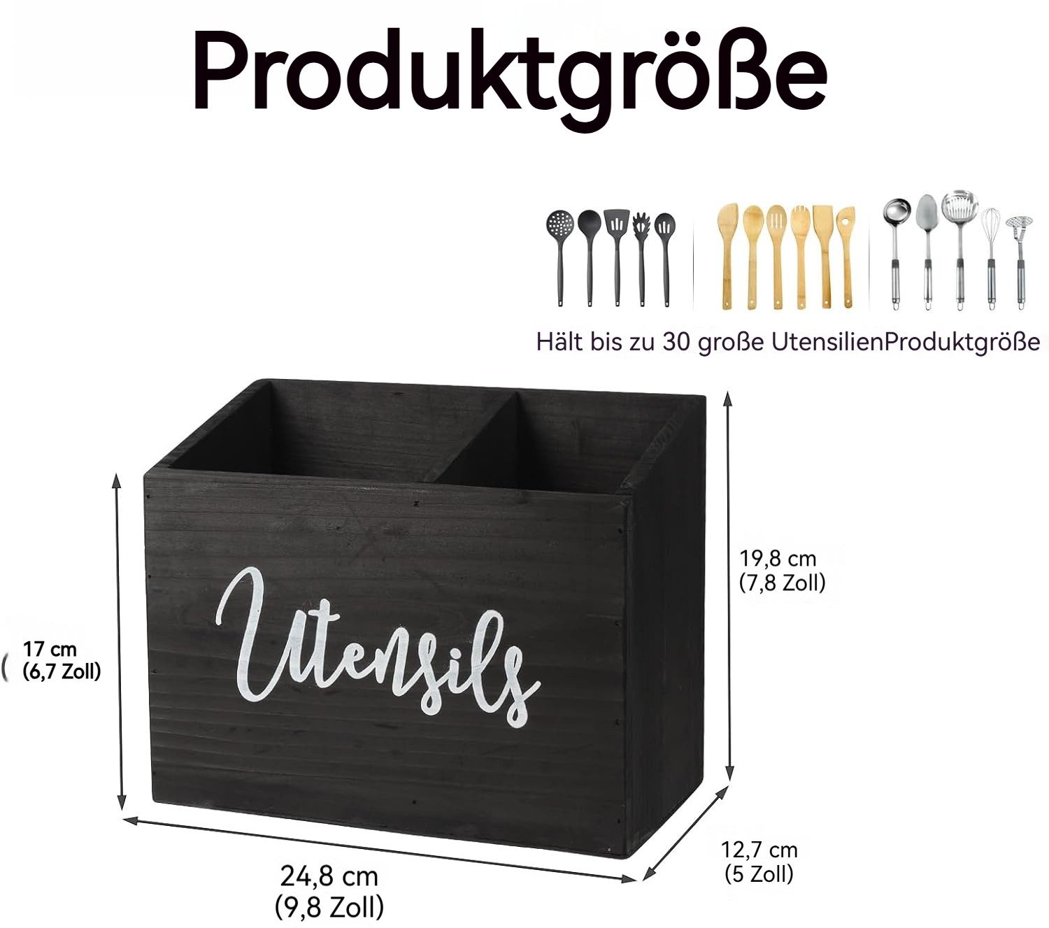 BlingBin Besteckhalter Holz Küchenutensilienhalter mit 2 günstig online kaufen