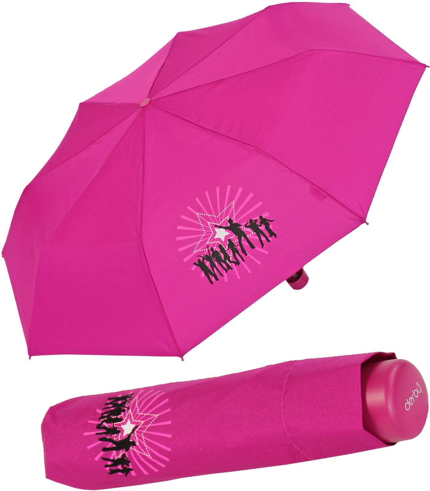 mit leichter Mädchen Schirm stars leicht derby Kinderschirm Motiven - Kids flieder, Taschenregenschirm ein Mini Schulweg coolen den für