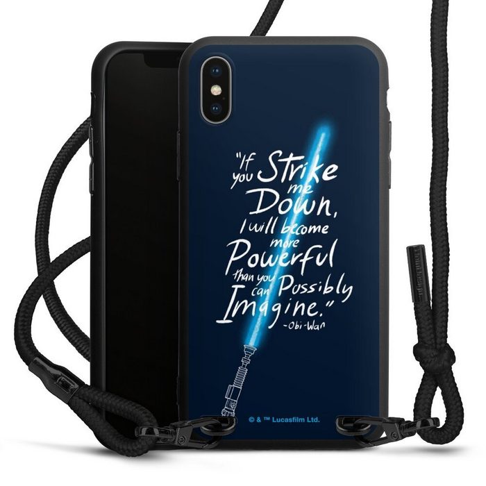 DeinDesign Handyhülle Star Wars Obi-Wan Kenobi Lichtschwert Obi Wan Quote Apple iPhone Xs Premium Handykette Hülle mit Band Case zum Umhängen