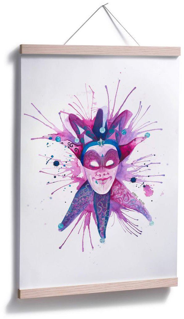 Wall-Art Poster Mardi Gras Mask, Schriftzug (1 St), Poster, Wandbild, Bild,  Wandposter