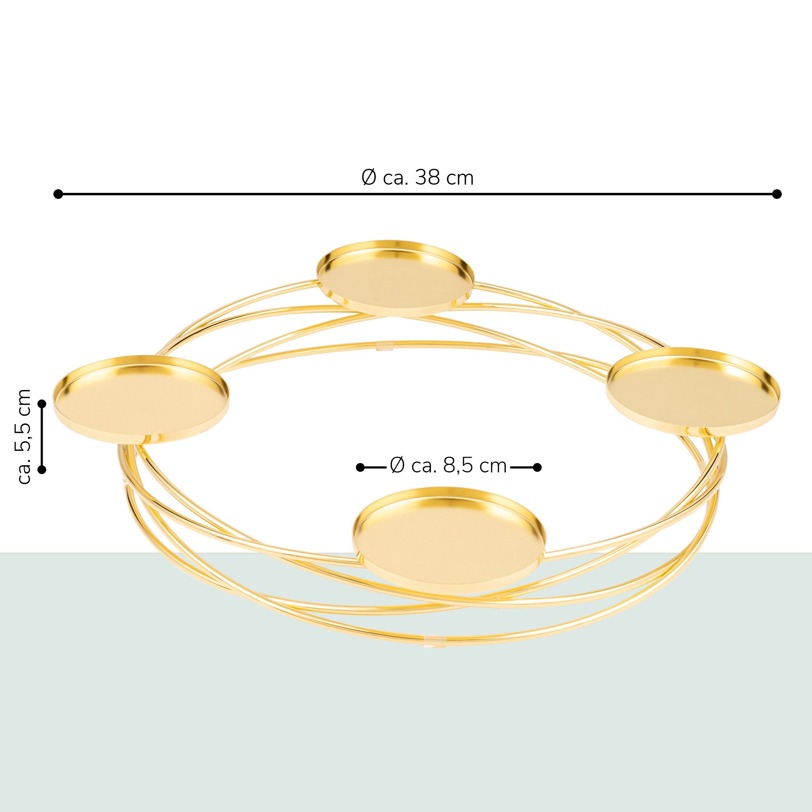 bremermann Kerzenhalter in Kranzform, für Stumpenkerzen, Kerzenständer gold