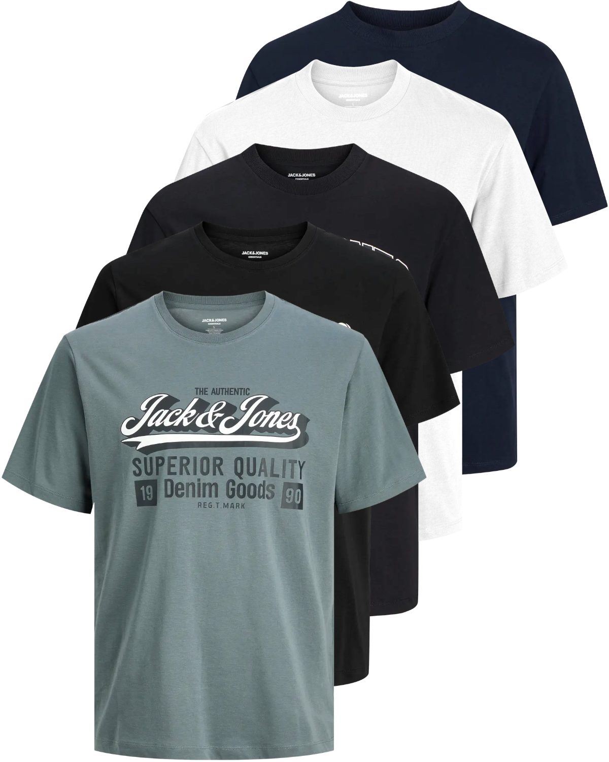 Jack & Jones Print-Shirt Bedrucktes T-Shirt aus Baumwolle (5er-Pack)