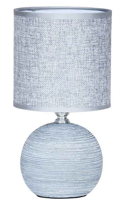 Levandeo® Nachttischlampe, Tischlampe Keramik H26cm Grau Nachtlicht Rund Licht Lampe Shabby Chic