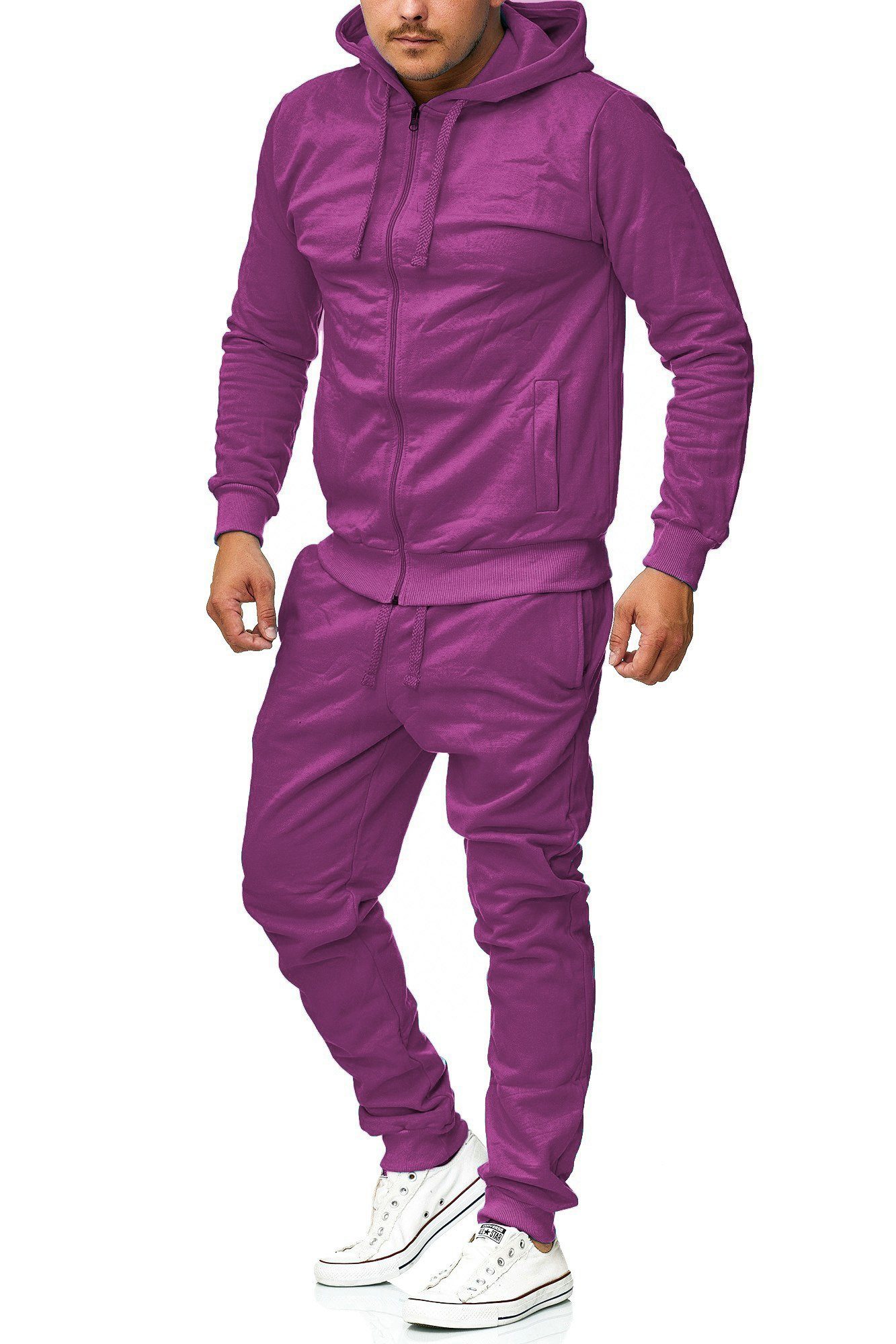 L.gonline Freizeitanzug Herren Jogginganzug, Freizeitanzug, Hausanzug 586 (Kapuzenjacke mit Reißverschluss, Hose, 2-tlg), Fitness Freizeit Casual