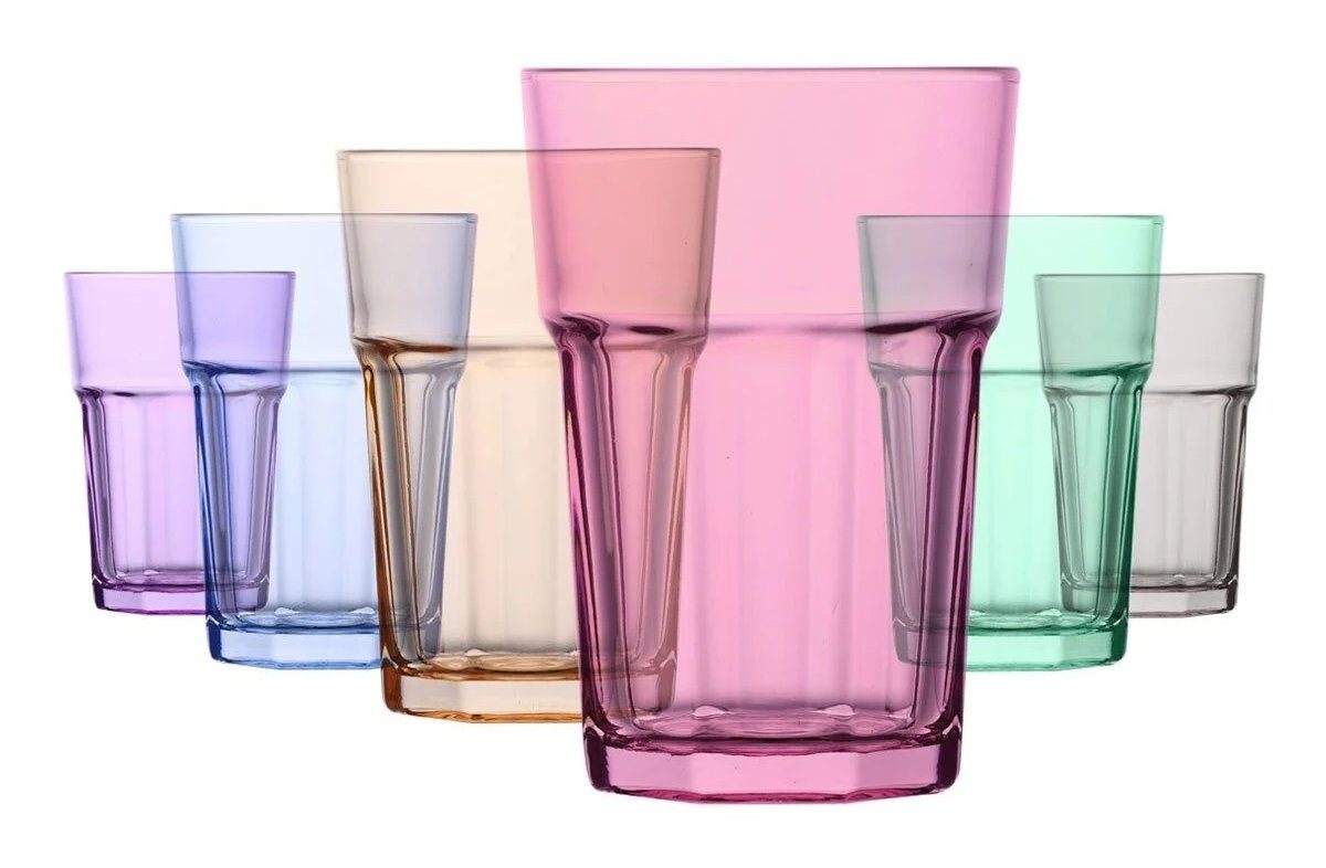 LAV Gläser-Set 6er Set bunte Trinkgläser / Wassergläser / Cocktailgläser - 350ml