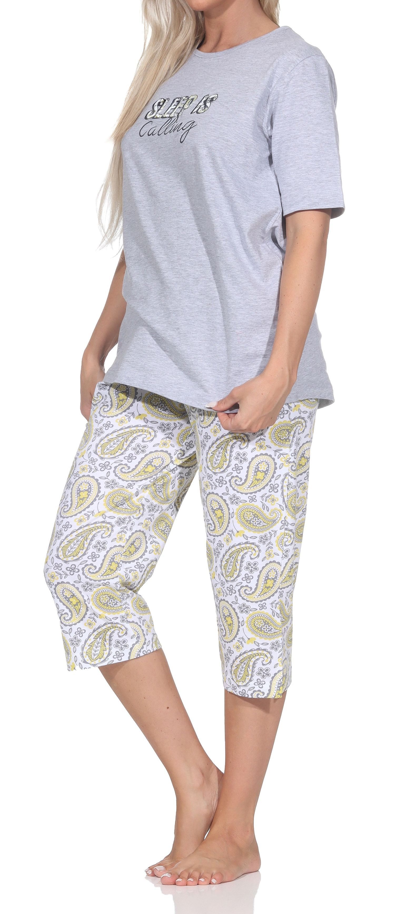 Normann Pyjama Normann Damen Capri-Pyjama kurzarm Paisley-Muster – auch in Übergröße – Bild 4 von 5
