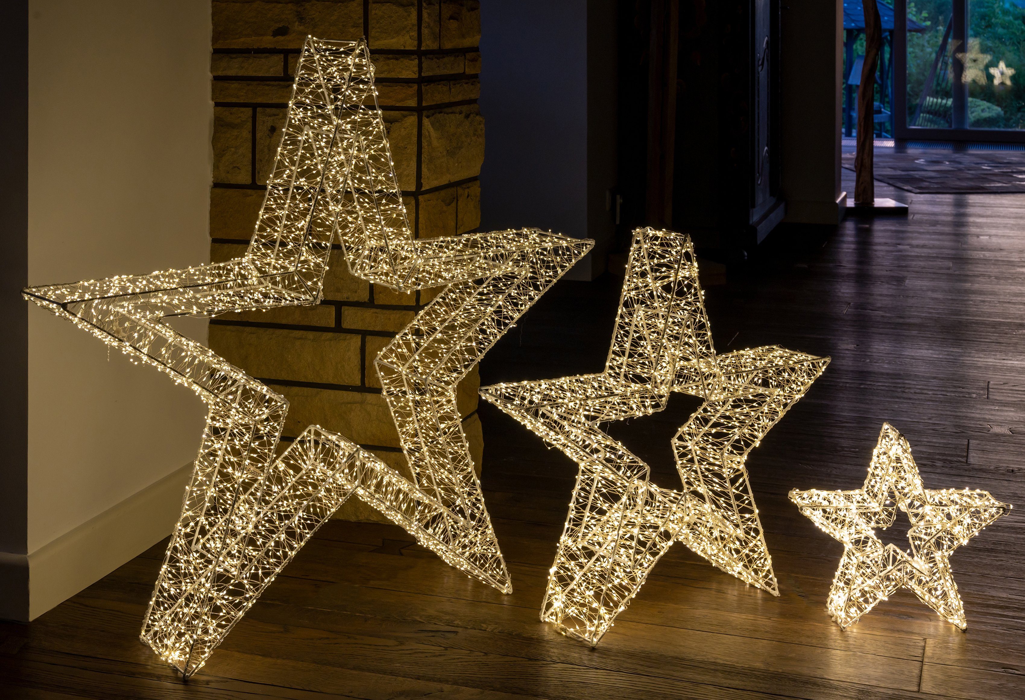 Star-Max LED Stern fest Weihnachtsstern, LED LED integriert, Warmweiß, stromsparende aussen, Weihnachtsdeko