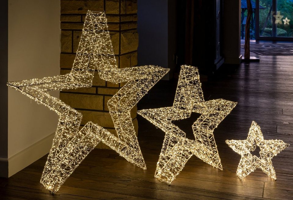 Star-Max LED Stern Weihnachtsstern, Weihnachtsdeko aussen, LED fest  integriert, Warmweiß, stromsparende LED, Einfach aufzustellen