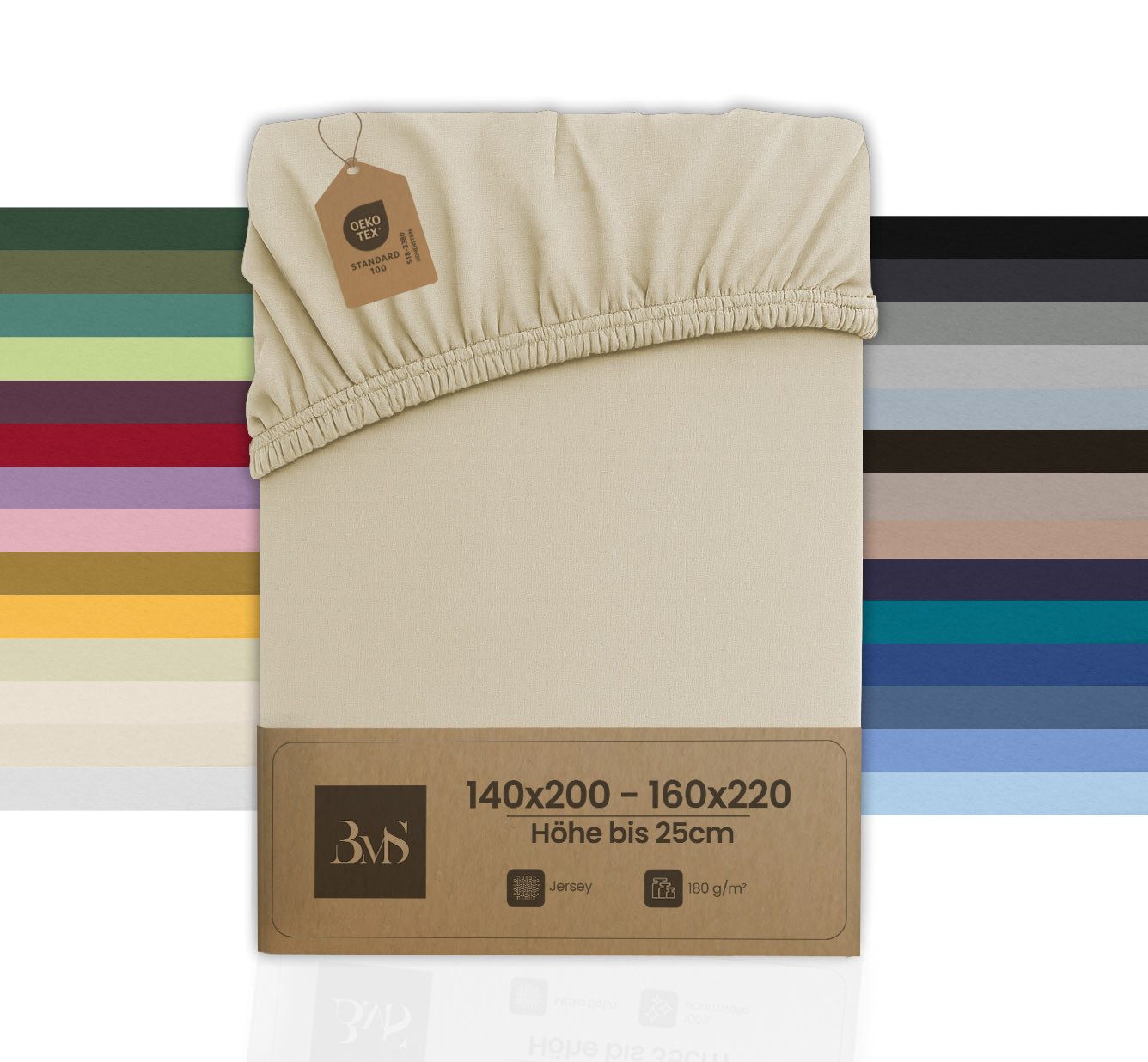 BETTWAESCHE-MIT-STIL Spannbettlaken Jersey Spannbettlaken, Matratzenhöhe bis 25cm, Jersey, Gummizug: rundum, (1 Stück), Rundumgummi, Familienbett