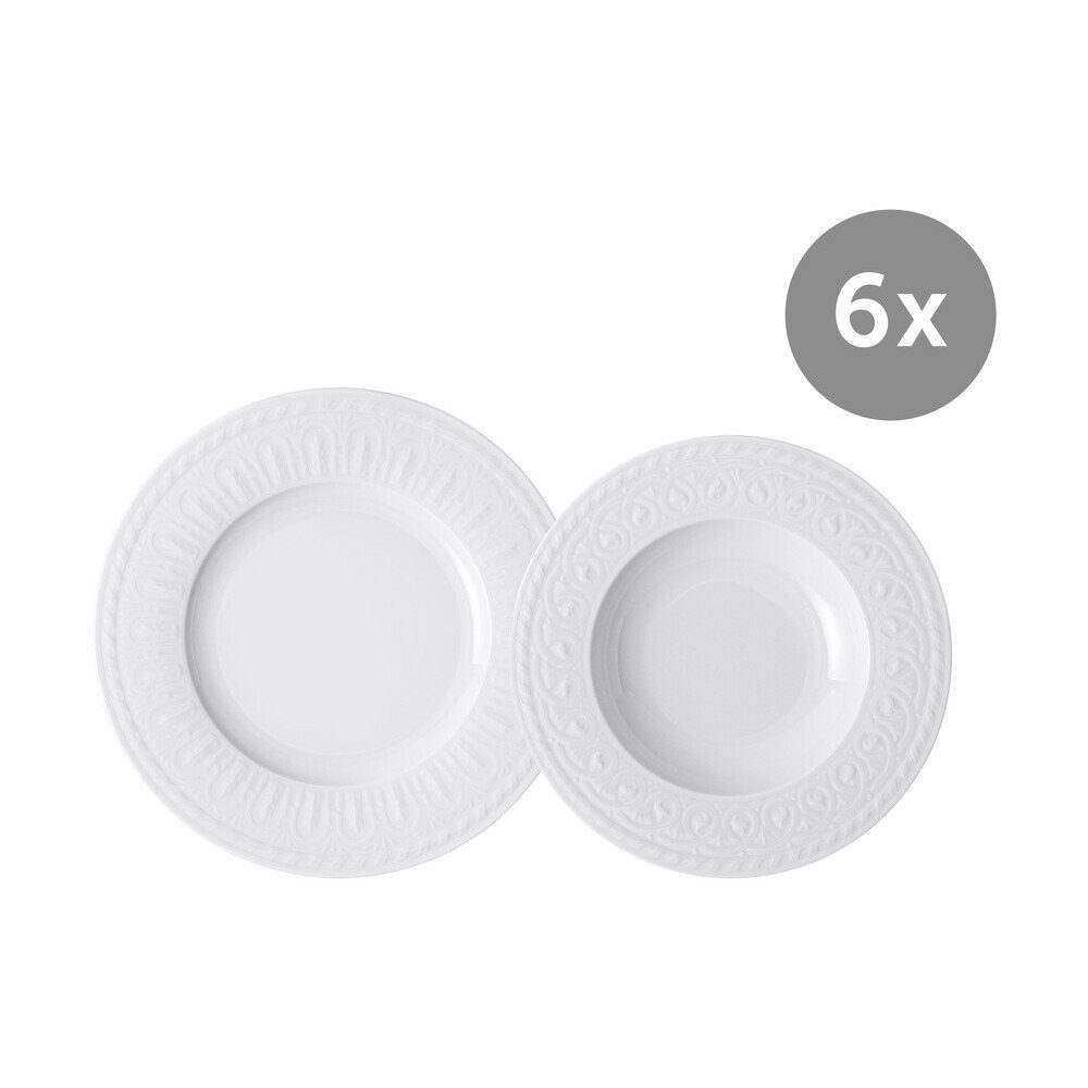 Villeroy & Boch Suppenteller Set Cellini Speisteller und Suppenteller 12-tlg., (1 St), 6-teiliges Kombiservice, Geschirrset, Tafelservice, für 6 Personen