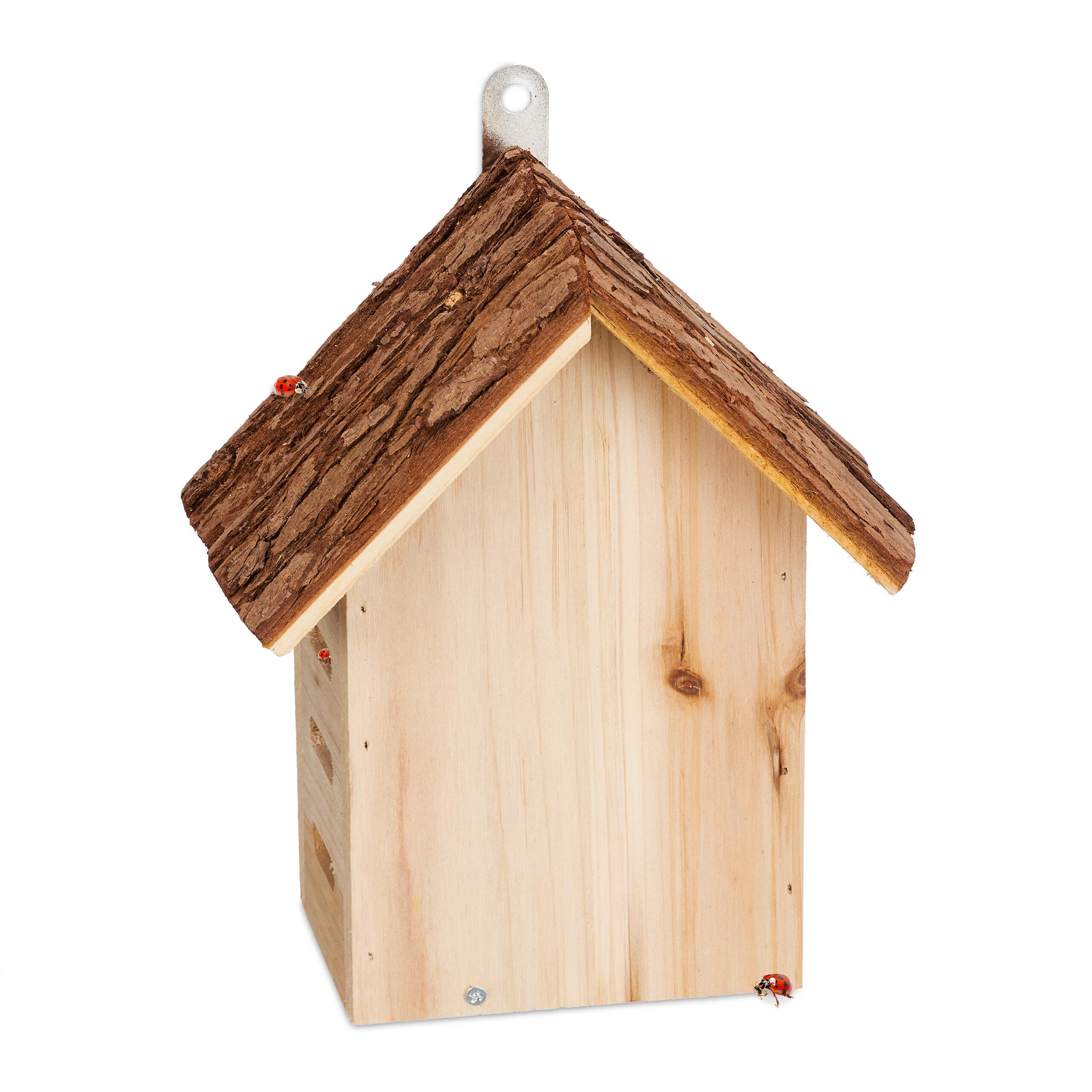 relaxdays Insektenhotel Marienkäferhaus aus Holz
