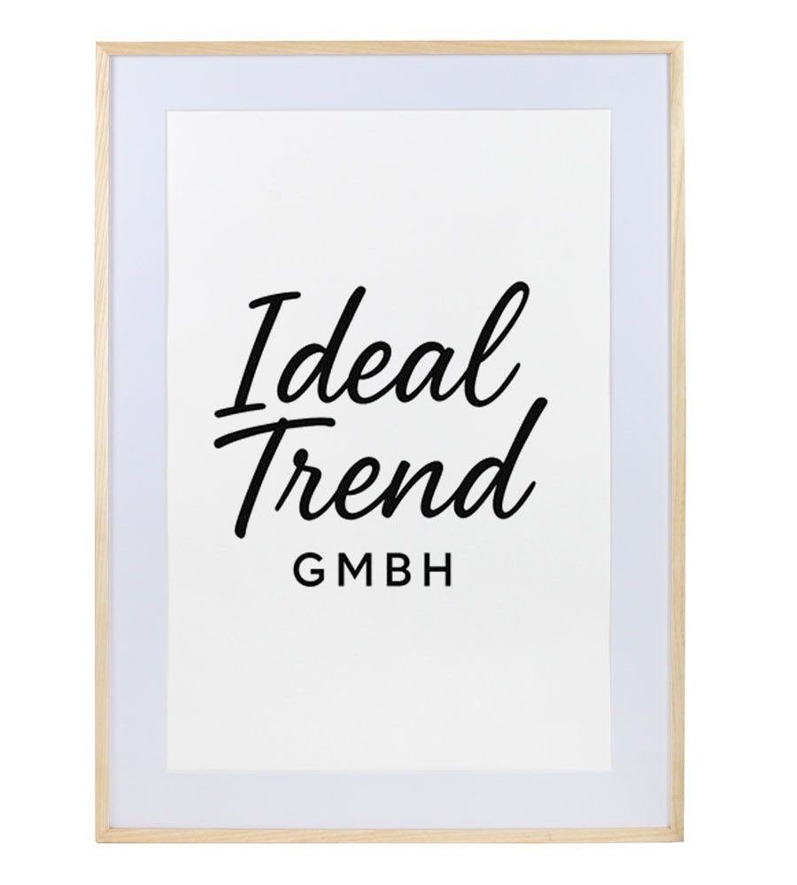 IDEAL TREND Bilderrahmen Bilderrahmen Massivholz Eiche mit Passepartout & gehärtetem Echtglas O, für 1 Bilder (1 St), Eichenholz Bilderrahmen mit Passepartout und gehärtetes Glas
