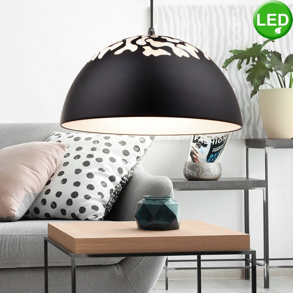 etc-shop LED Pendelleuchte, Leuchtmittel inklusive, Warmweiß, Design Pendel Hänge Lampe Dekor Muster schwarz im Set inklusive
