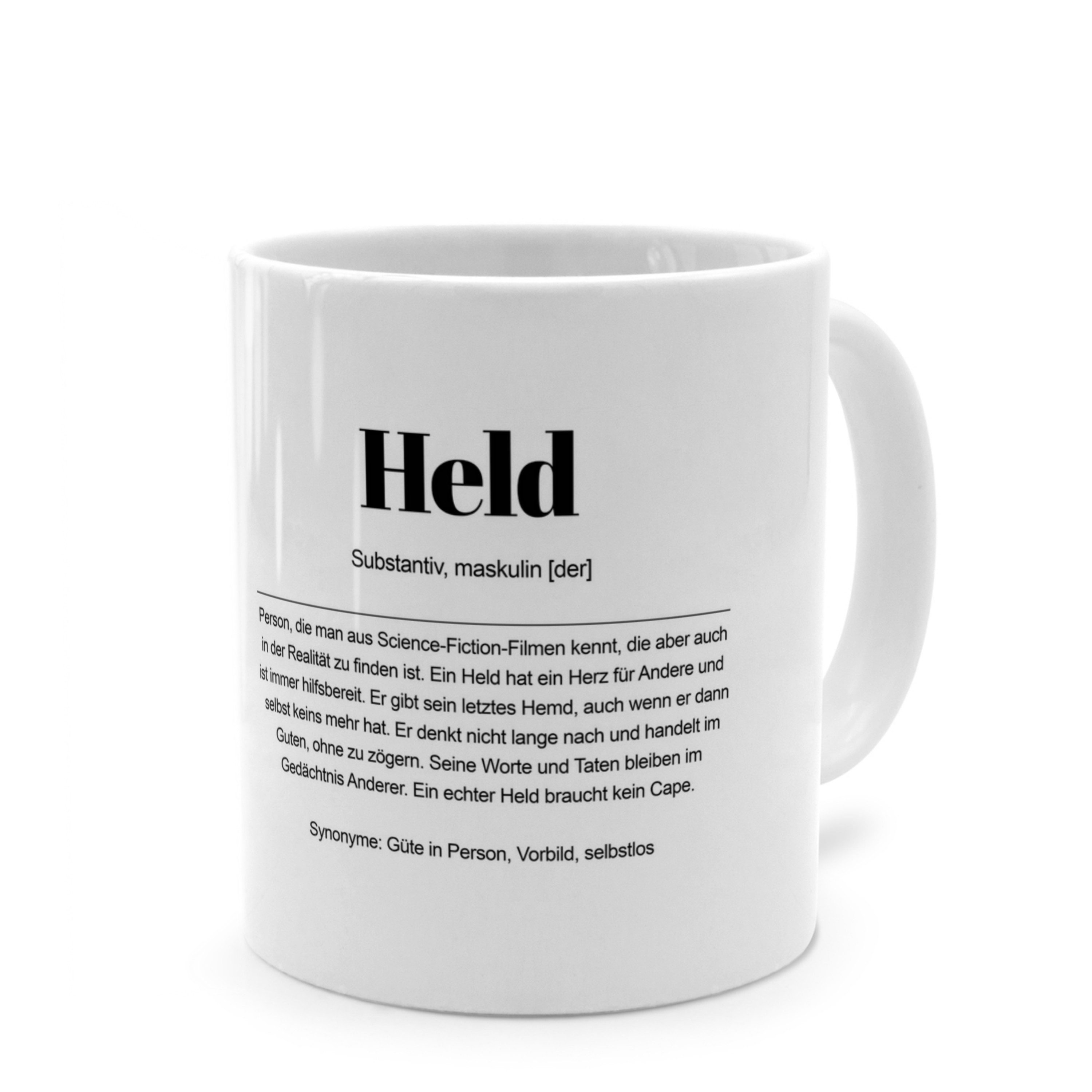 PhotoFancy Tasse mit Definition 'Held' - Tasse mit Spruch, Tasse Standard - Weiß