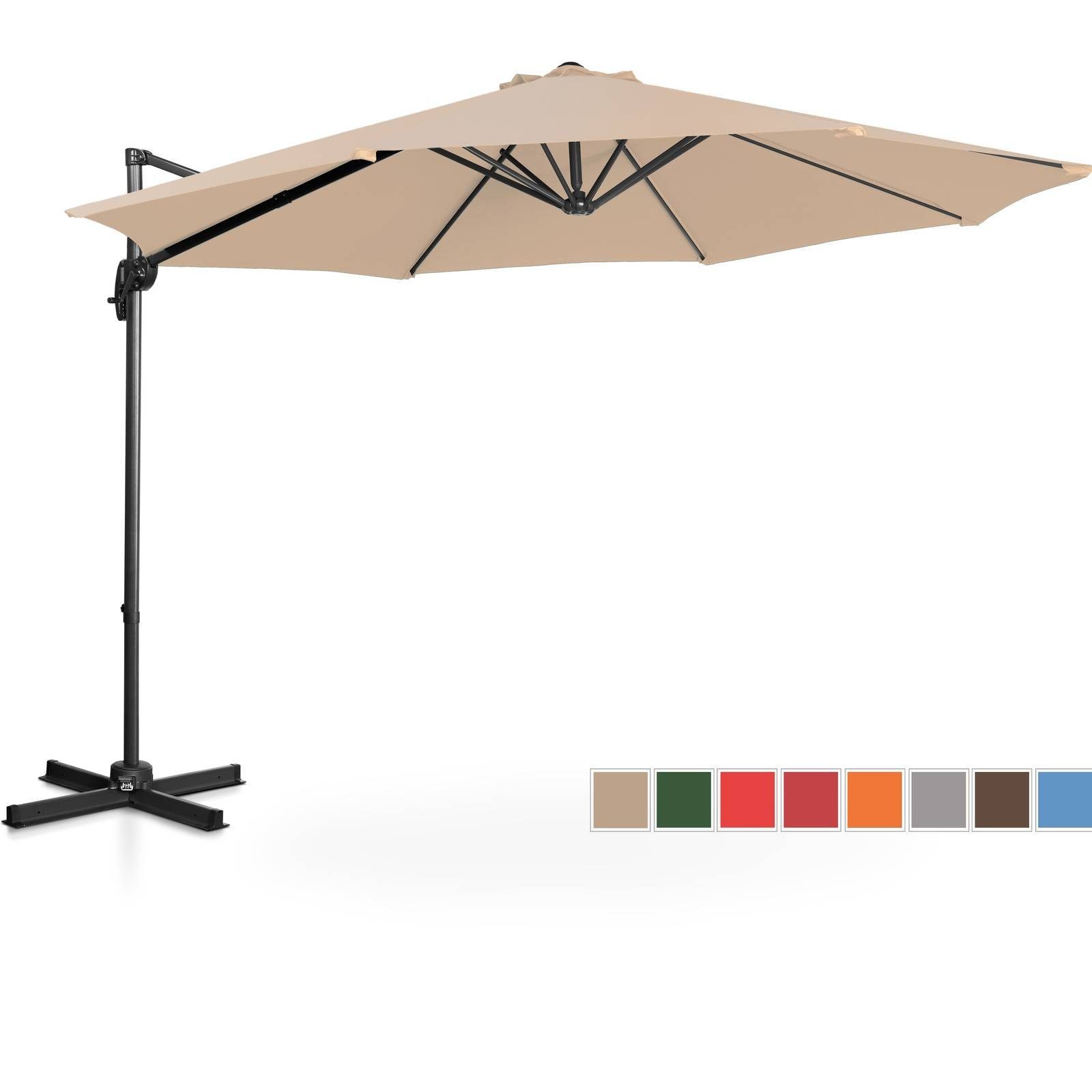 Uniprodo Ampelschirm Ampelschirm Sonnenschirm Pendelschirm Ø 300 cm