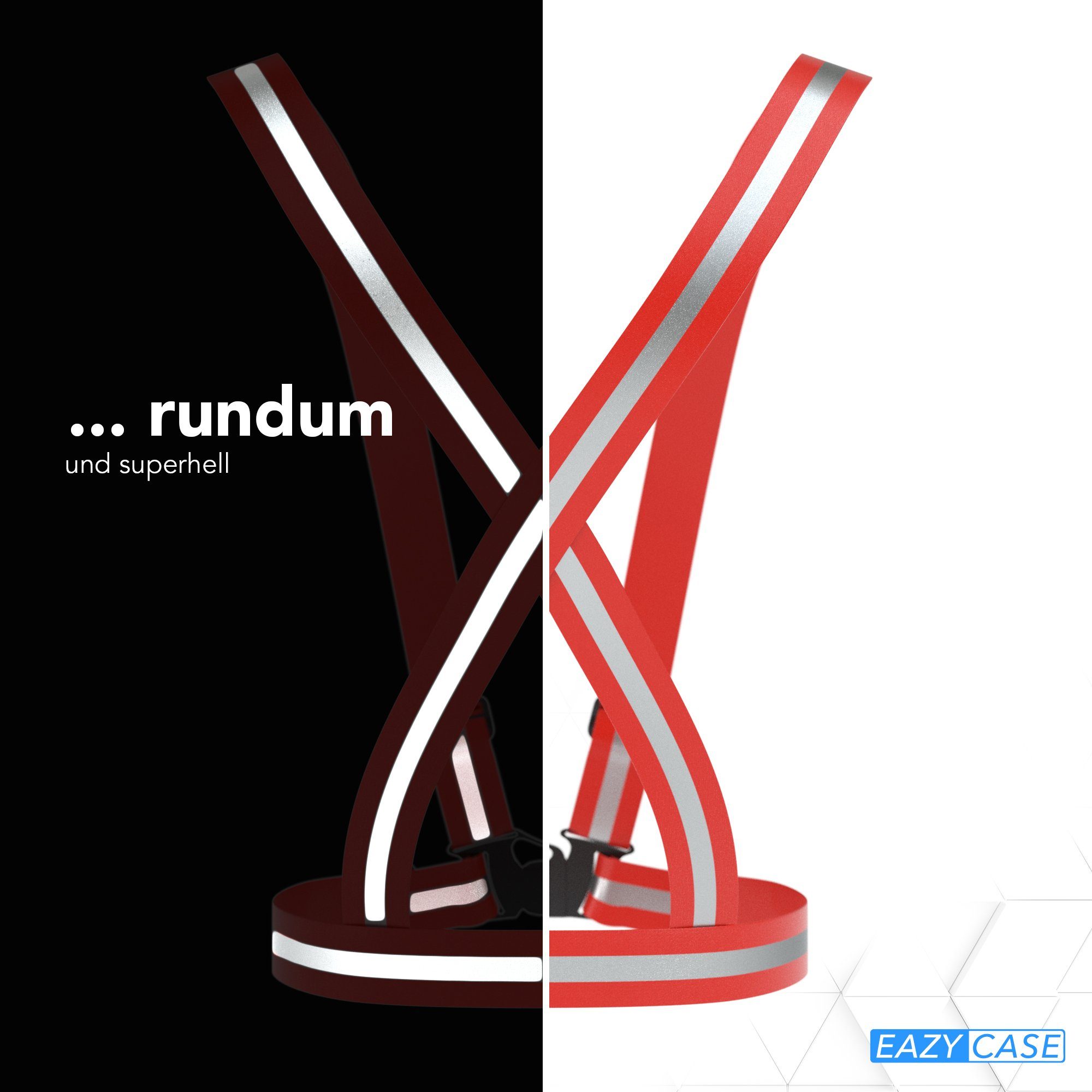 EAZY CASE Warnweste Universal Warnweste mit Schnalle Reflektorweste Sichtbar im Dunkeln für Sport Joggen Motorrad Weste Rot