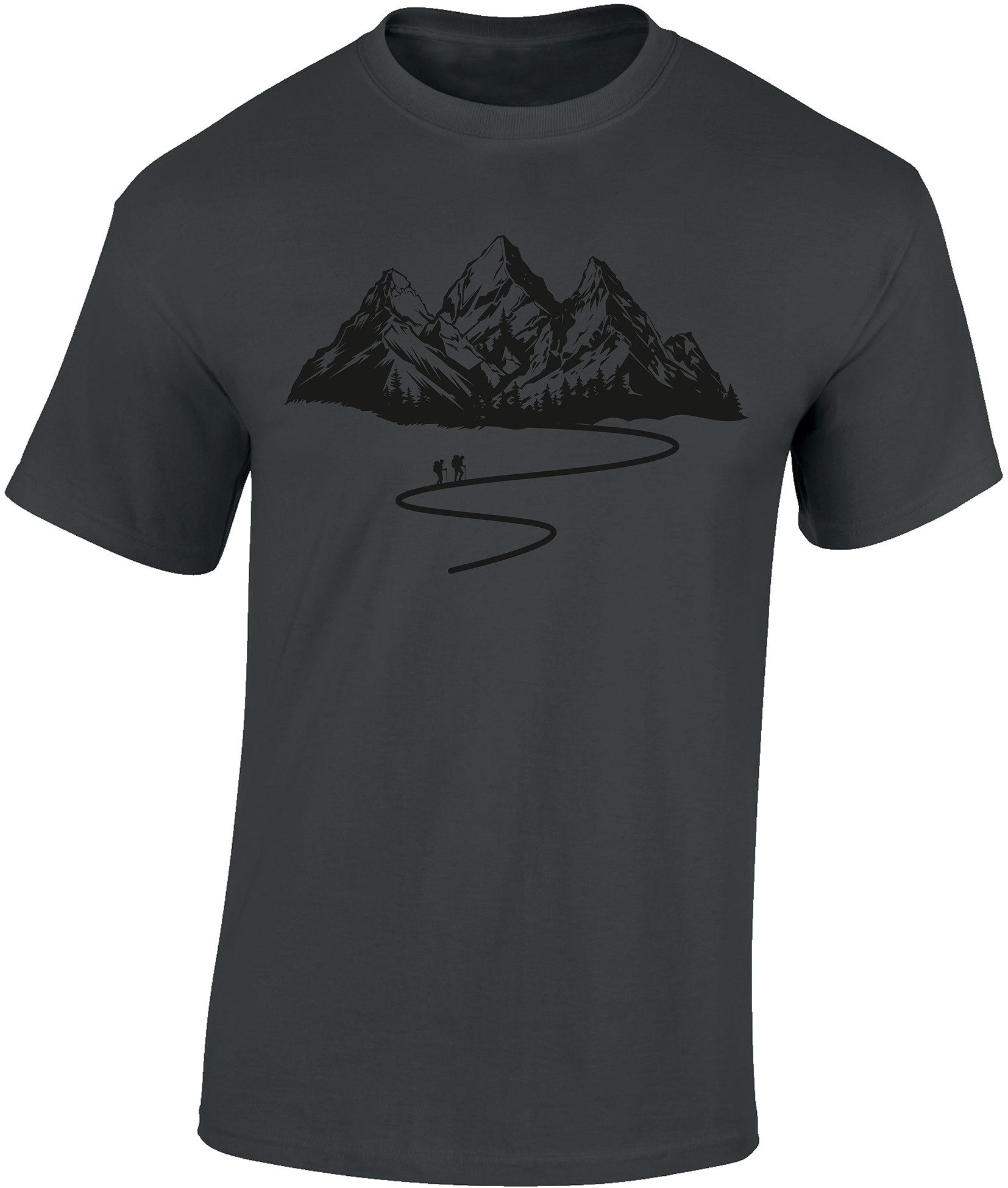 Baddery Print-Shirt Wander T-Shirt: „Bergweg“ - Geschenk für Wanderer & Bergsteiger, hochwertiger Siebdruck, auch Übergrößen, aus Baumwolle