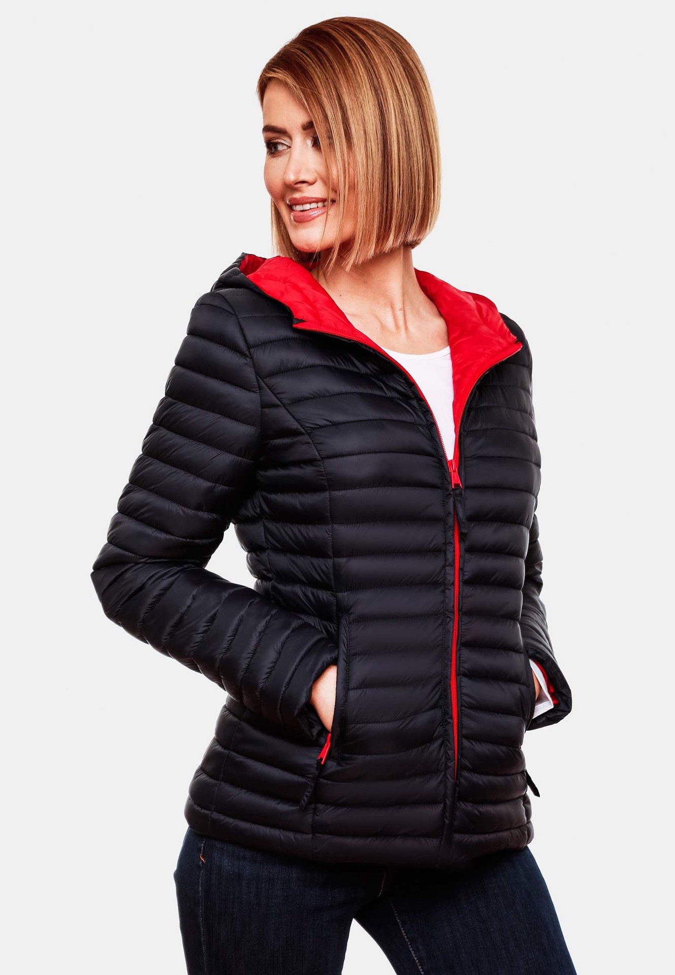Marikoo Steppjacke Übergangsjacke mit kontrastfarbendem Reißverschluss günstig online kaufen