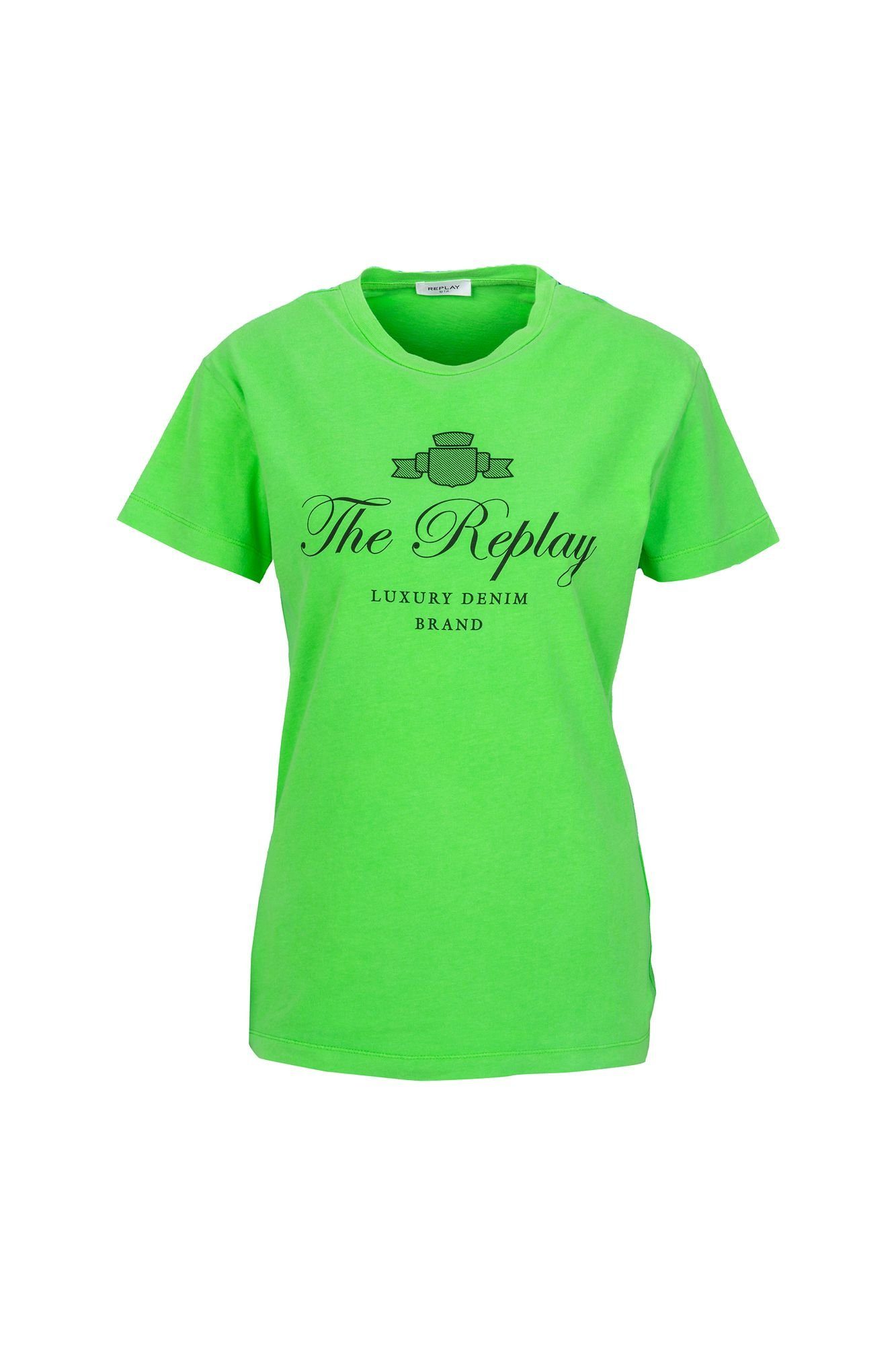 Replay T-Shirt T-Shirt mit Aufdruck - Replay Luxury Denim Brand Normaler  Schnitt aus reinem Baumwollejersey