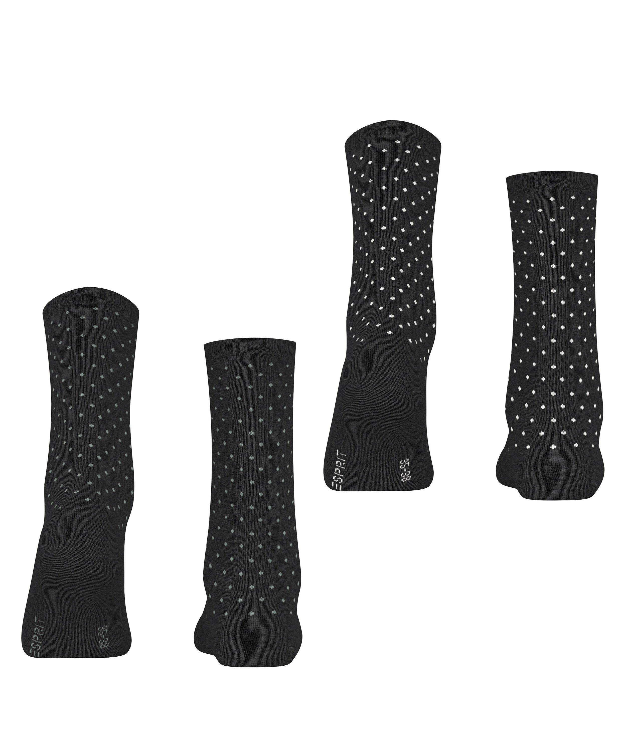 Esprit Socken Fine Dot (2 Paar) mit Punkten, schmales Bündchen, Baumwoll-Mix