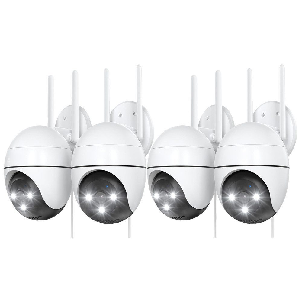 Topcony Überwachungskamera 2K Überwachungskamera Aussen Kamera Überwachung Aussen Wlan IP (Aussen, AuBenbereich, außen, utdoor Kabel Außenkamera WiFi PTZ Outdoor Camera Dome Aussen kamera, 4-tlg., Videoüberwachung Kamera mit Farbige Nachtsicht Bewegungserkennung, 24/7 Aufnahme,& Ton und Lichtalarm)