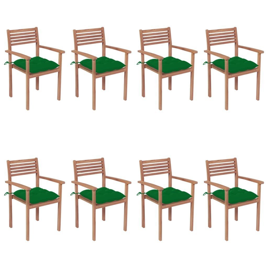 furnicato Gartenstuhl Stapelbare Gartenstühle mit Stk. 8 Teak Kissen Massivholz