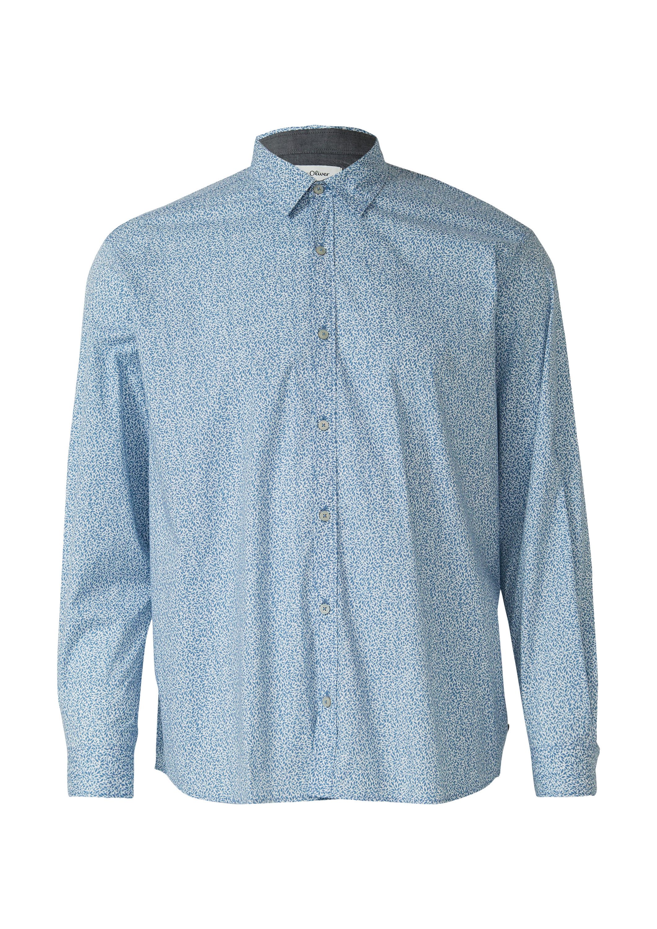 s.Oliver Langarmhemd Hemd Hemd aus Baumwollstretch mit All-over-Print günstig online kaufen