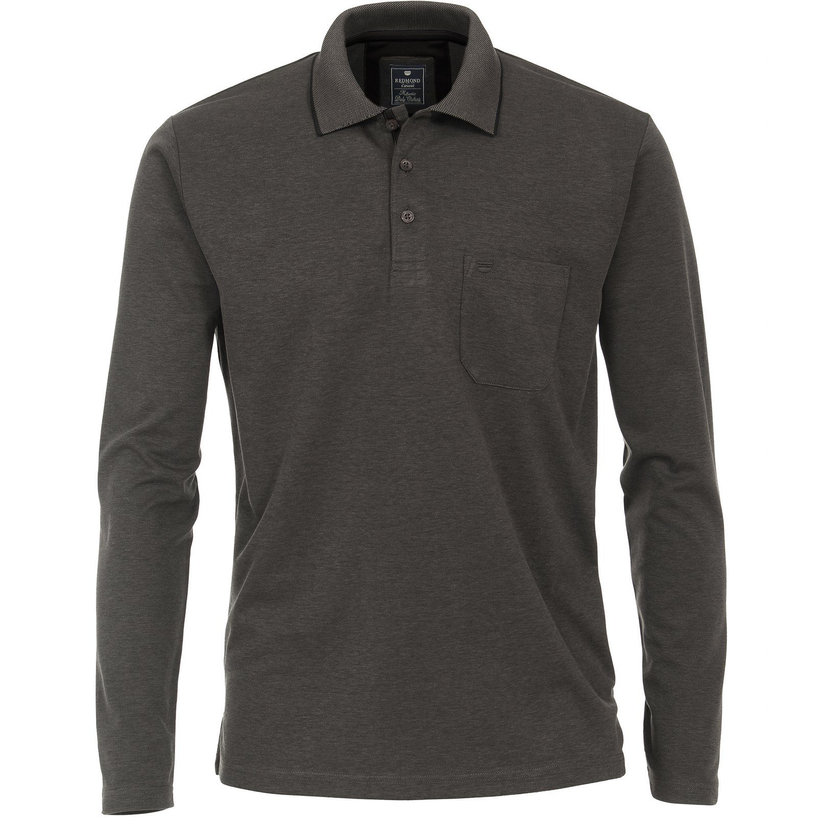 Redmond Große & Langarm-Poloshirt "Wash Wear" Größen Redmond melange grau Poloshirt