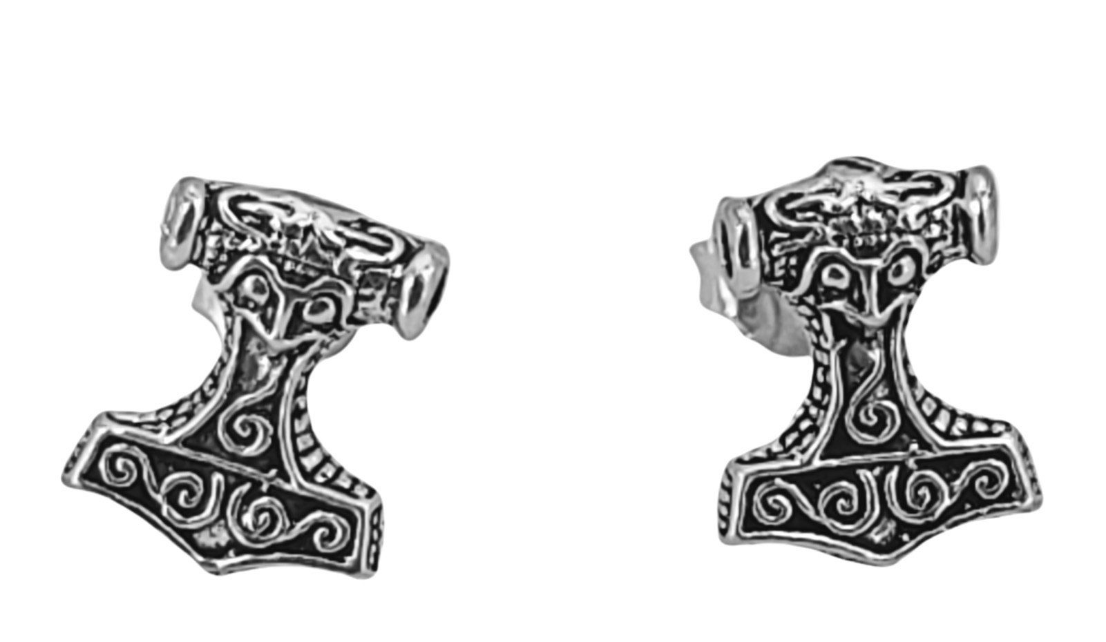 Kiss of Leather Paar Ohrstecker Ohrstecker Thorshammer Thor Thorhammer Thors Hammer 925 Silber
