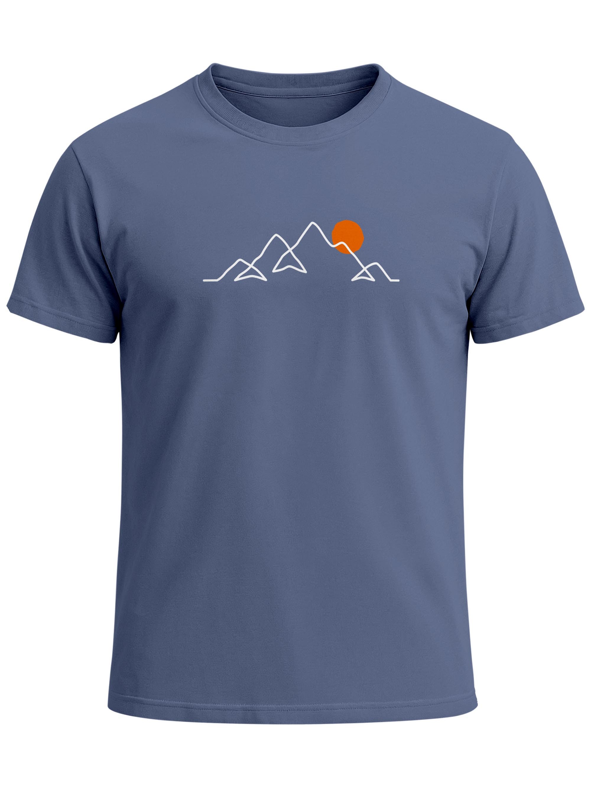 Neverless Print-Shirt Herren T-Shirt Frontprint Line-Art Berge Wandern Natur Outdoor mit Print – Bild 2 von 5