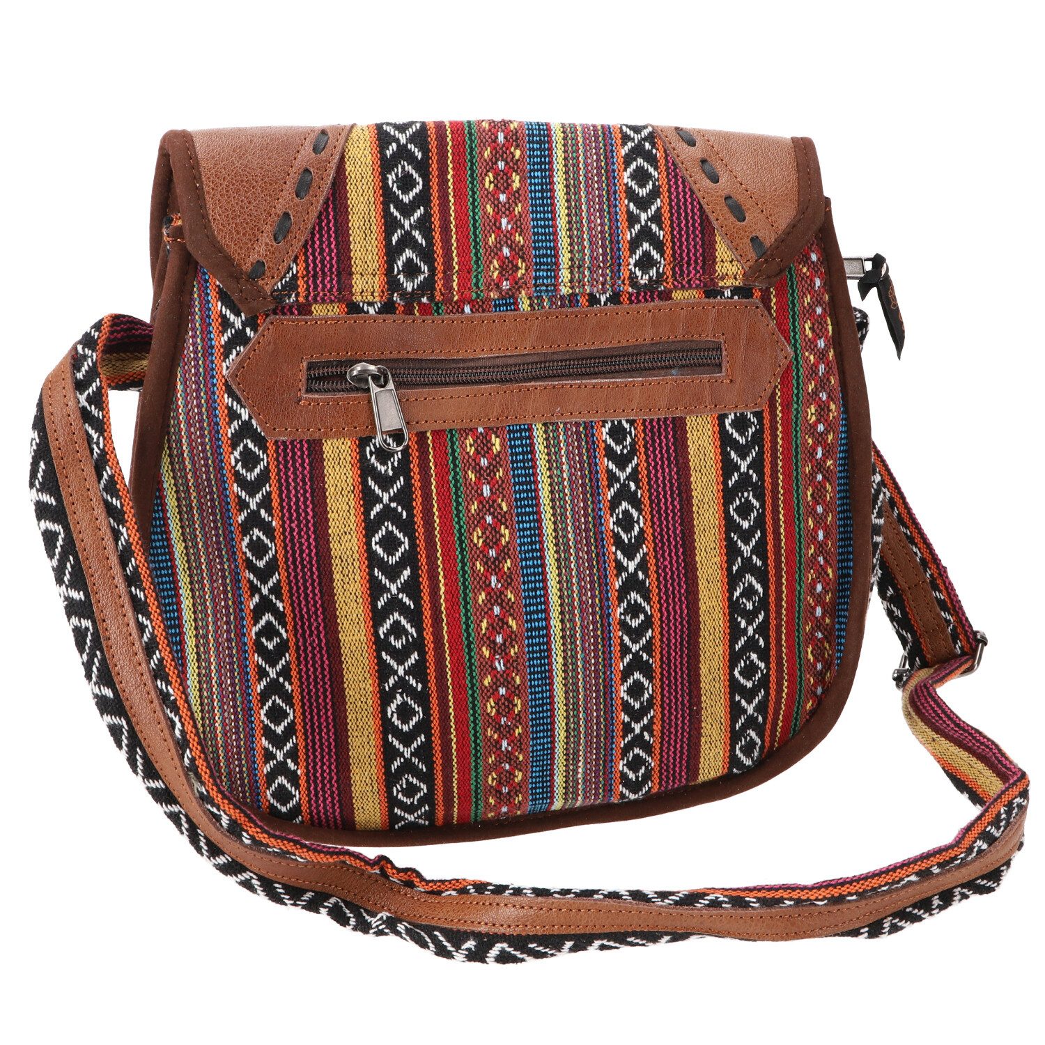 Guru-Shop Schultertasche Ethno Schultertasche mit Leder, günstig online kaufen