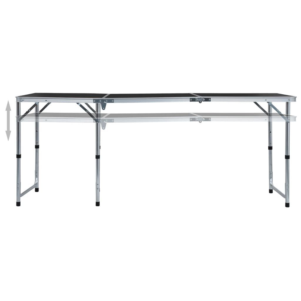 vidaXL Campingstuhl Klappbarer Campingtisch Grau Aluminium 180 x 60 cm (1 St)