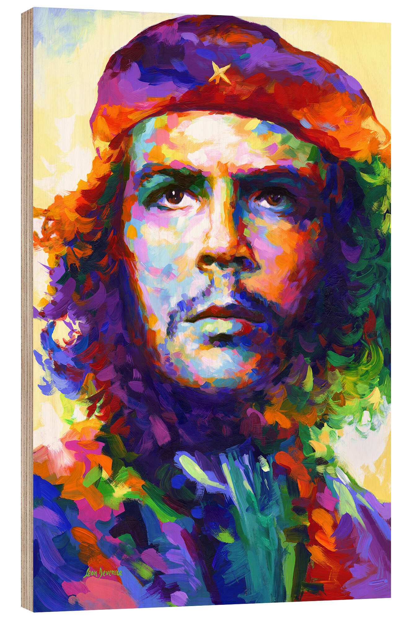 Posterlounge Holzbild Leon Devenice, Che Guevara Pop Art, Modern Illustration