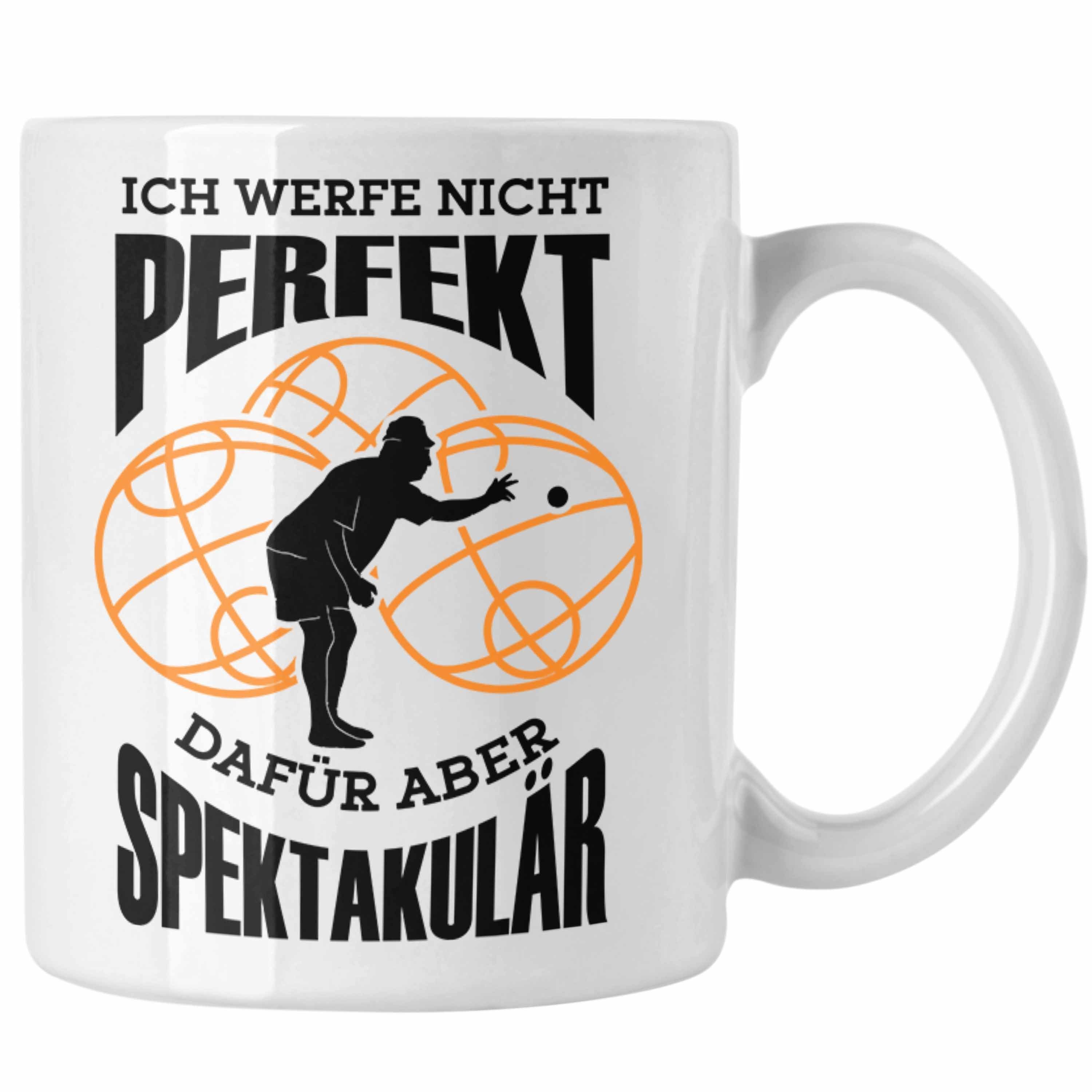 Trendation Tasse Boule Tasse Geschenk Boule-Spieler Geschenkidee Spruch Ich Werfe Nicht Weiss